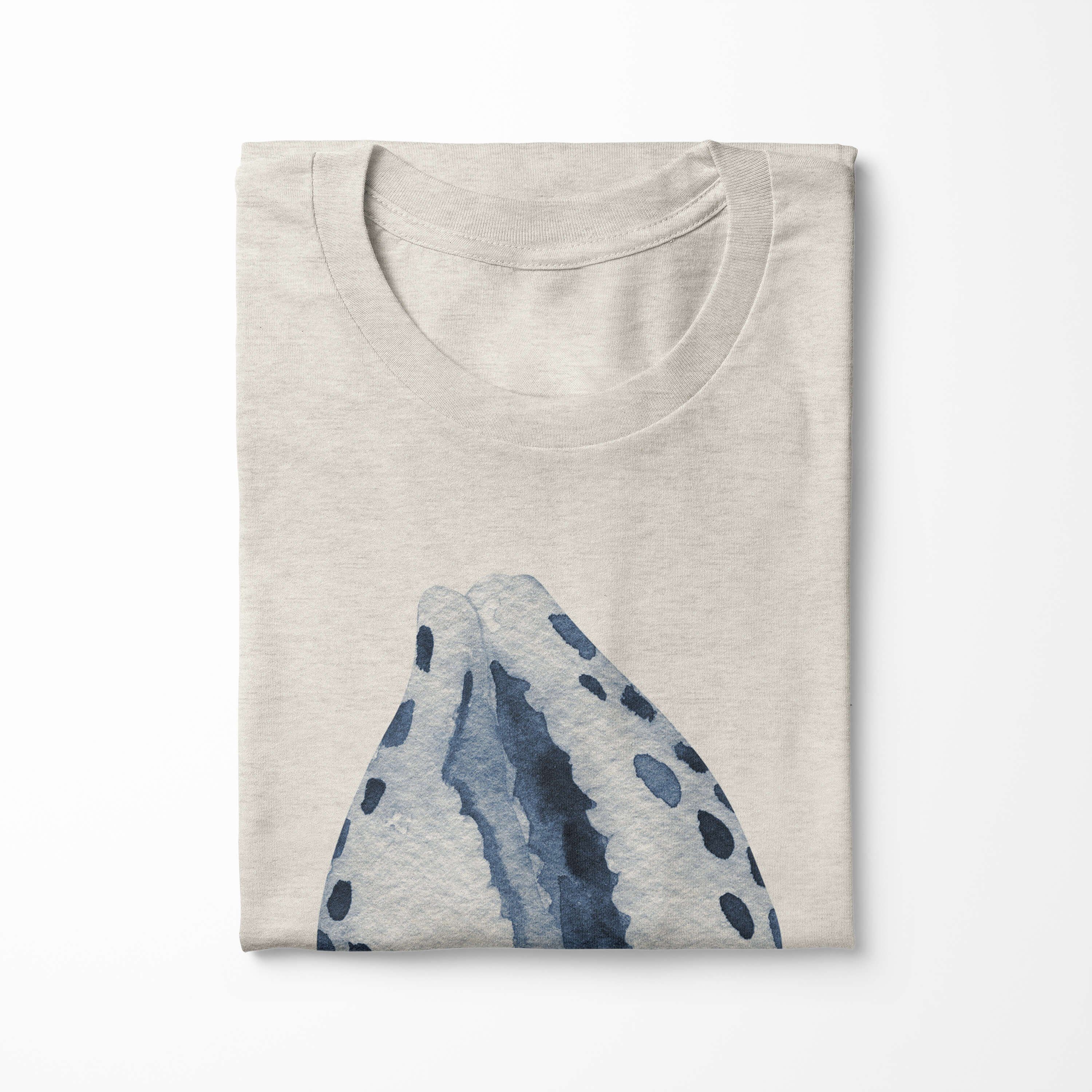 Wasserfarben Bio-Baumwolle Sinus Shirt Ökomode Motiv gekämmte 100% T-Shirt (1-tlg) Muschel aus T-Shirt Nachhaltig Art Herren