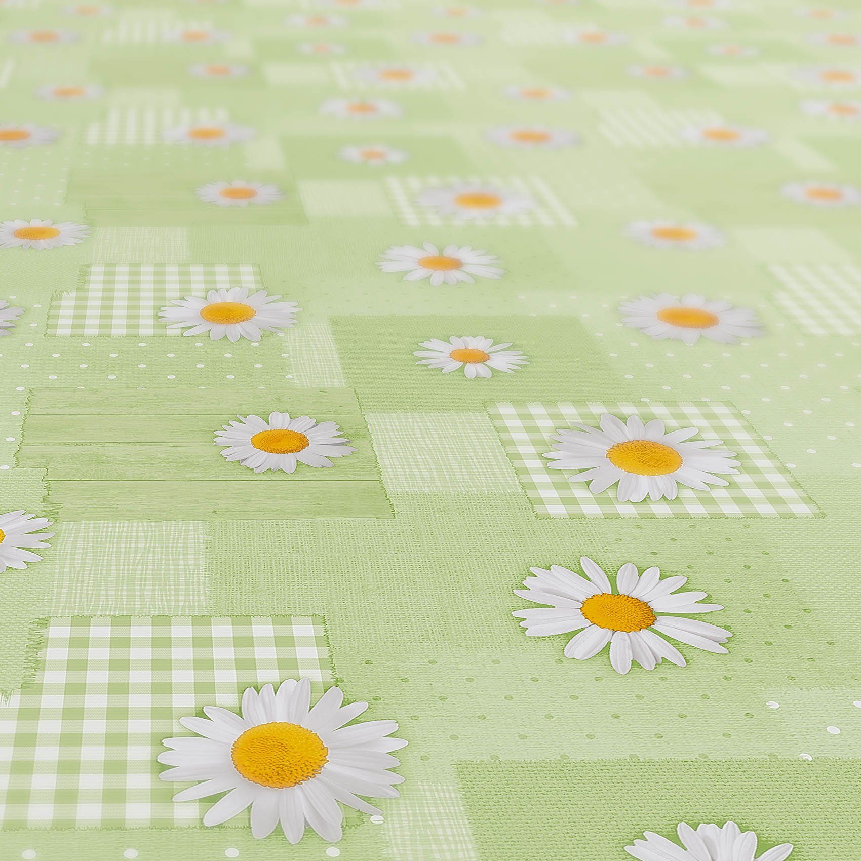 140 Tischdecke Wachstuch Geprägt Breite Tischdecke Blumen Wasserabweisend Robust ANRO cm, Grün