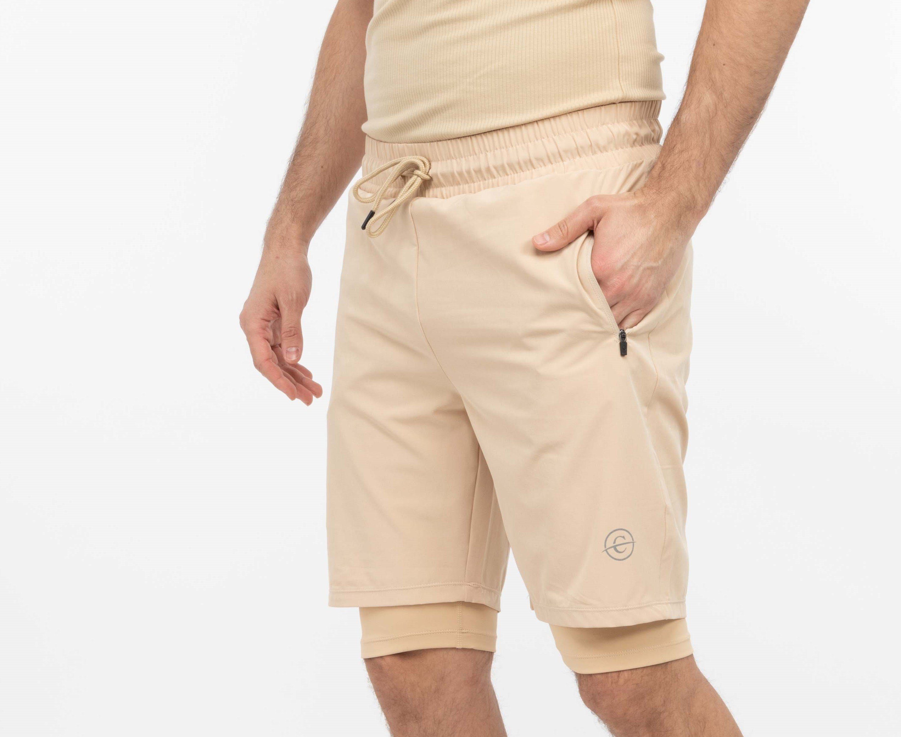 Chilled Mercury Shorts Fitness Rennen Cream 2-lagig Irish Sportshorts/ Sporthose Laufen