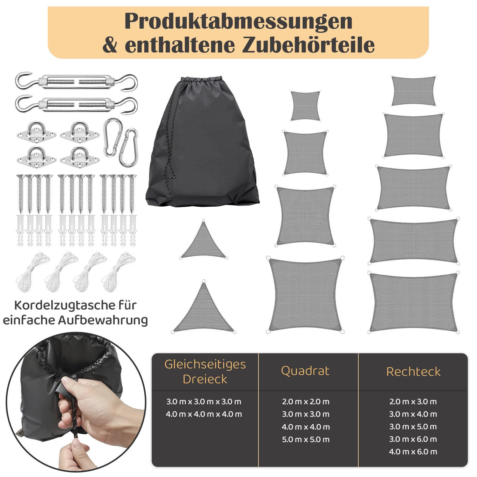 Homewit Sonnensegel Rechteckig/Viereckig/Dreieck, UV schutz, Winddicht, günstig online kaufen