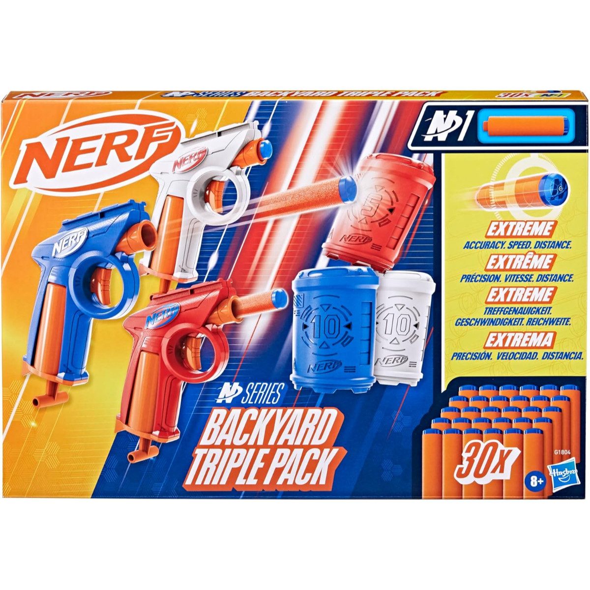 Nerf Blaster N Series Backyard Triple Pack mit 3 Blastern 30 Darts und 3 Zielen