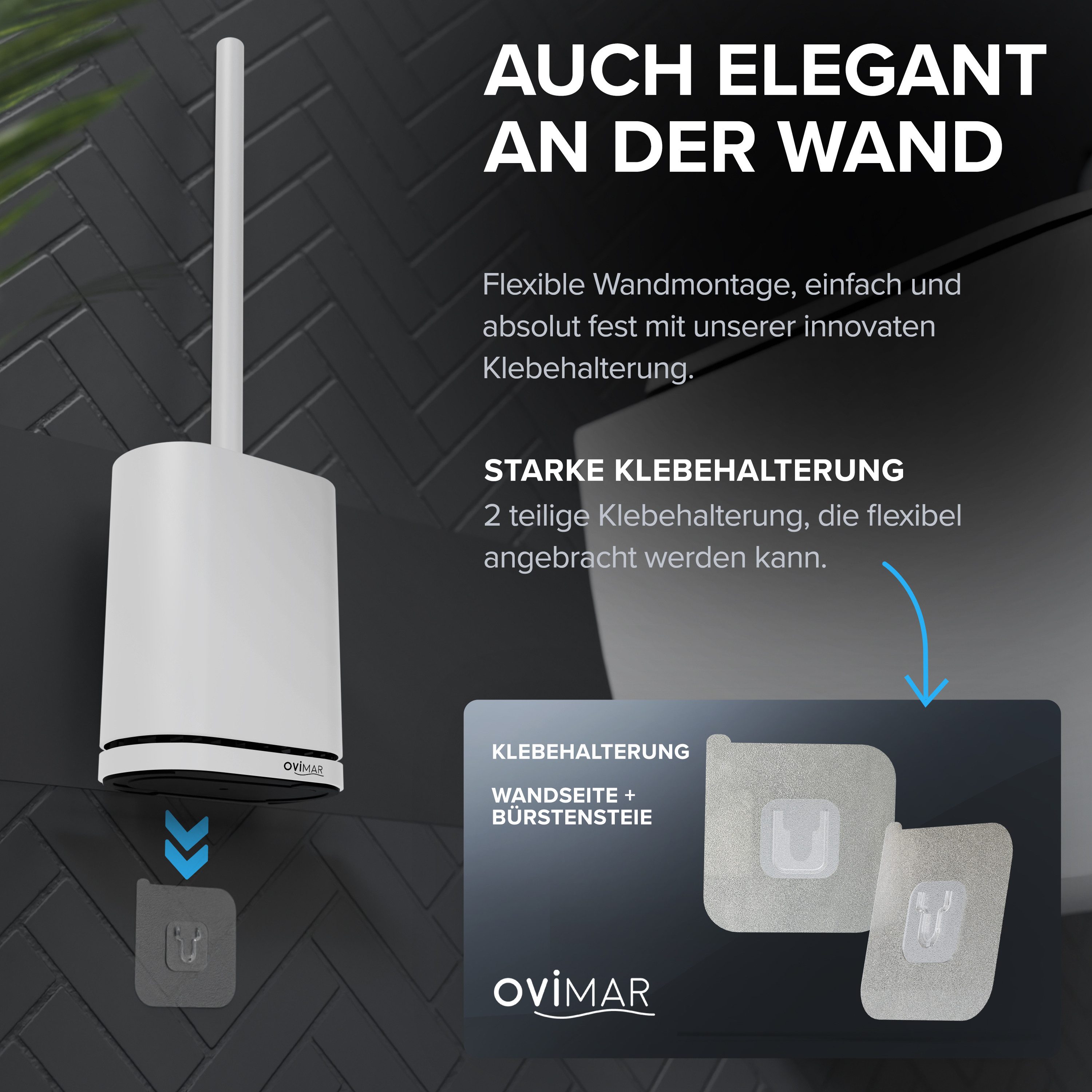 ovimar WC-Reinigungsbürste Oppdal, aus Edelstahl in Weiß zur – Bild 5 von 5