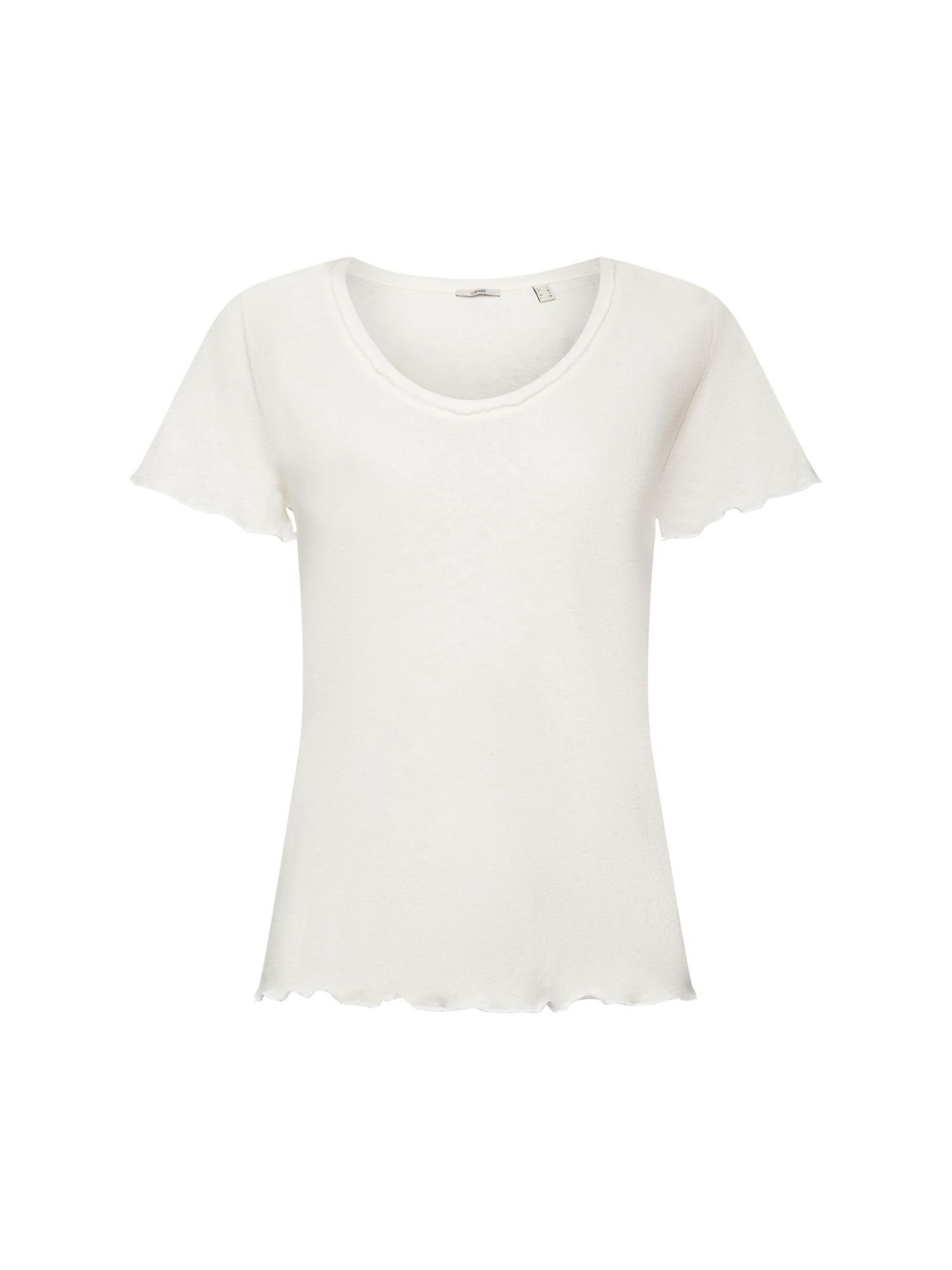 Esprit T-Shirt T-Shirt mit (1-tlg) Rollkanten, ICE Baumwolle-Leinen-Mix
