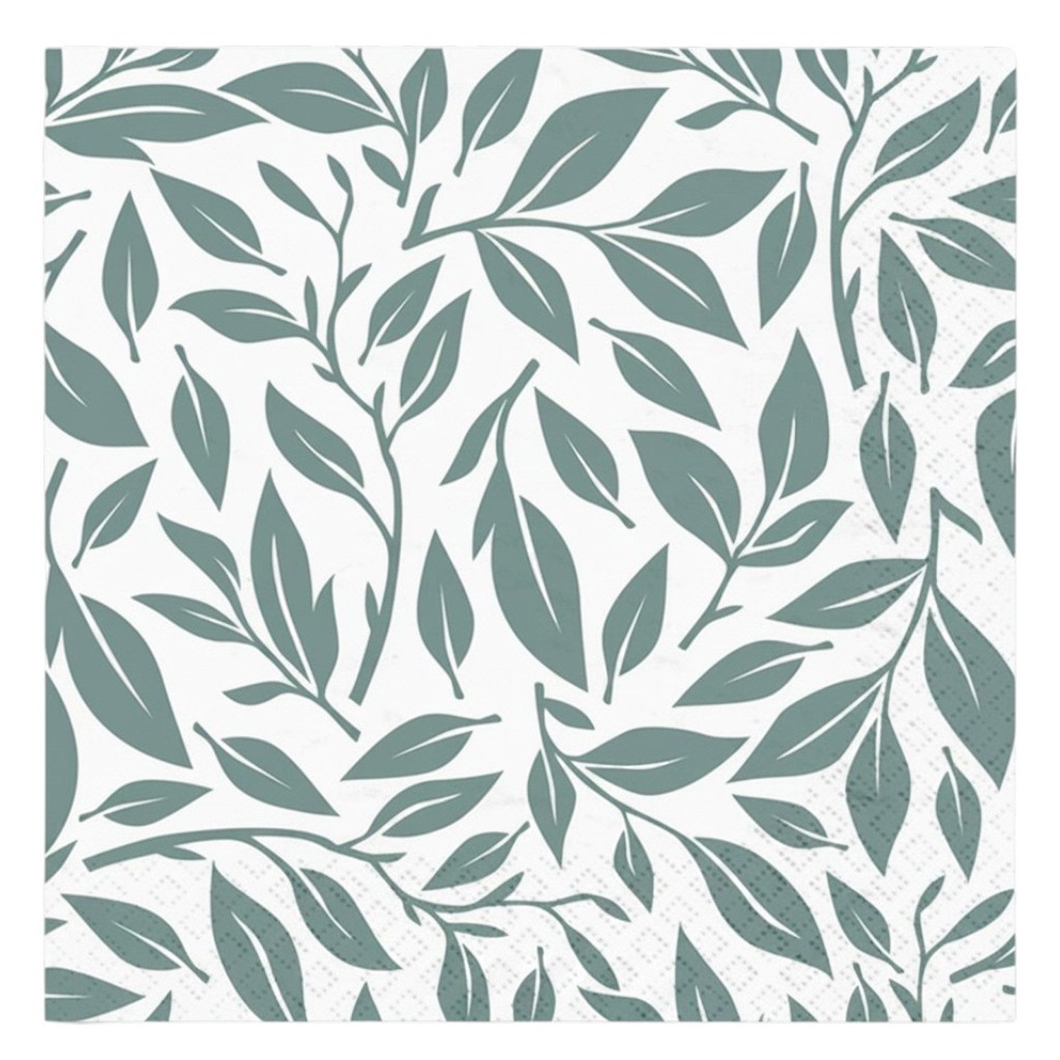 Macosa Home Papierserviette Set 40 Stk. 33 x 33 cm Motiv Blätter Grün Weiß, (40 St., Servietten Partyservietten Sommer Salbei), Tischdeko Einwegservietten Papier