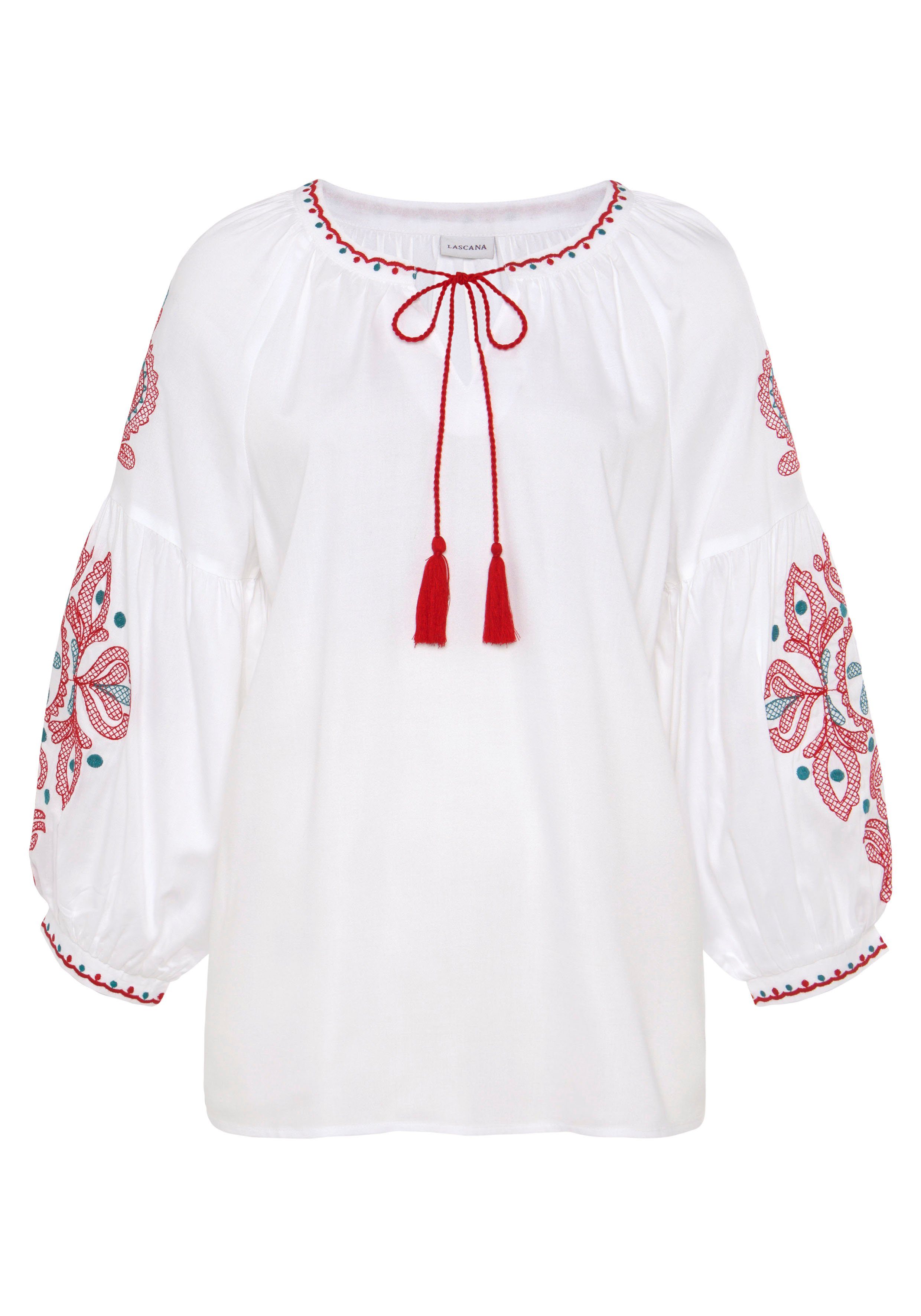 LASCANA Langarmbluse mit Stickerei, Damenbluse, Tunika, Boho-Style günstig online kaufen