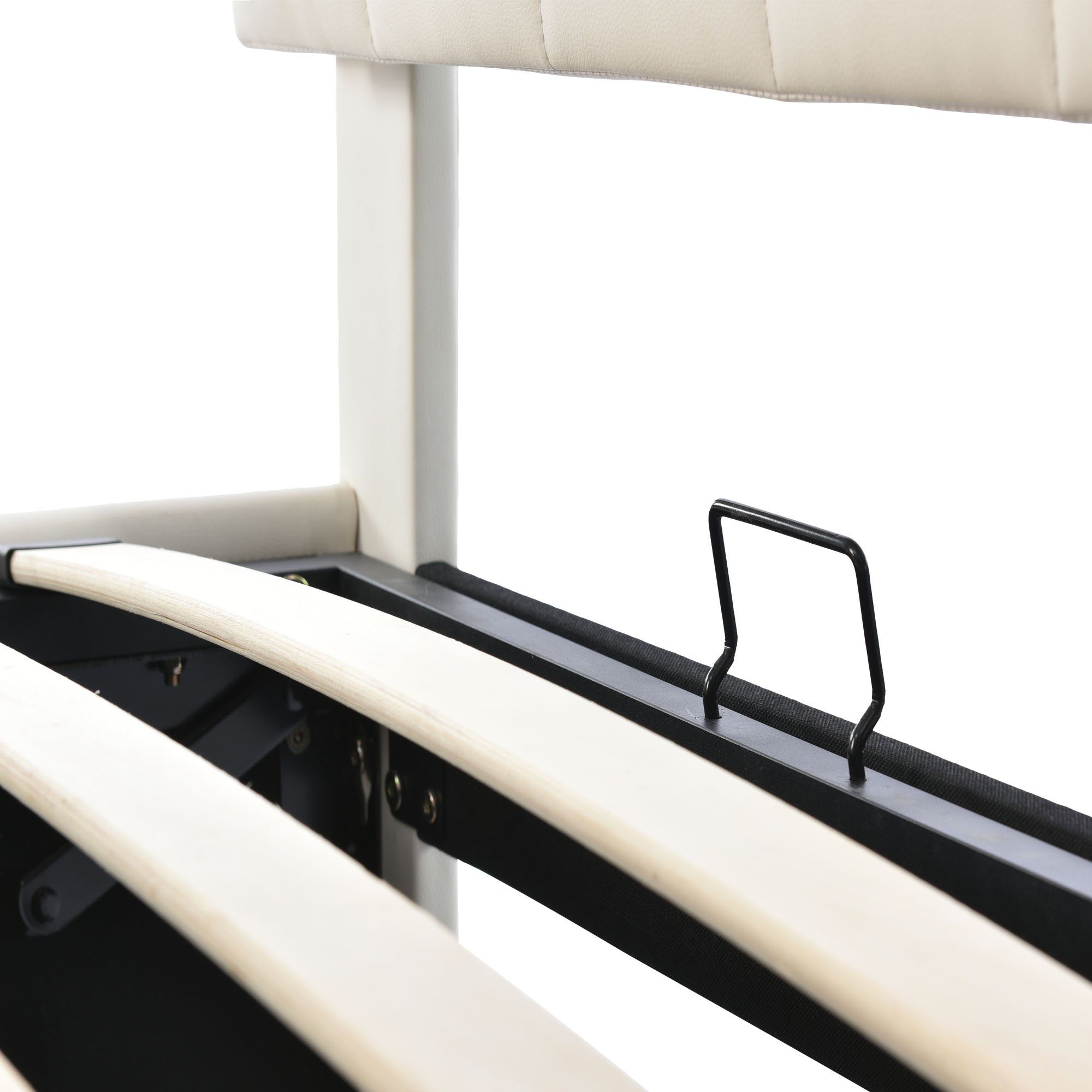 Boxspringbett (Hydraulisches Bett mit Bettkasten), Polsterbett mit LED-Beleuchtung Kunstleder 140x200cm