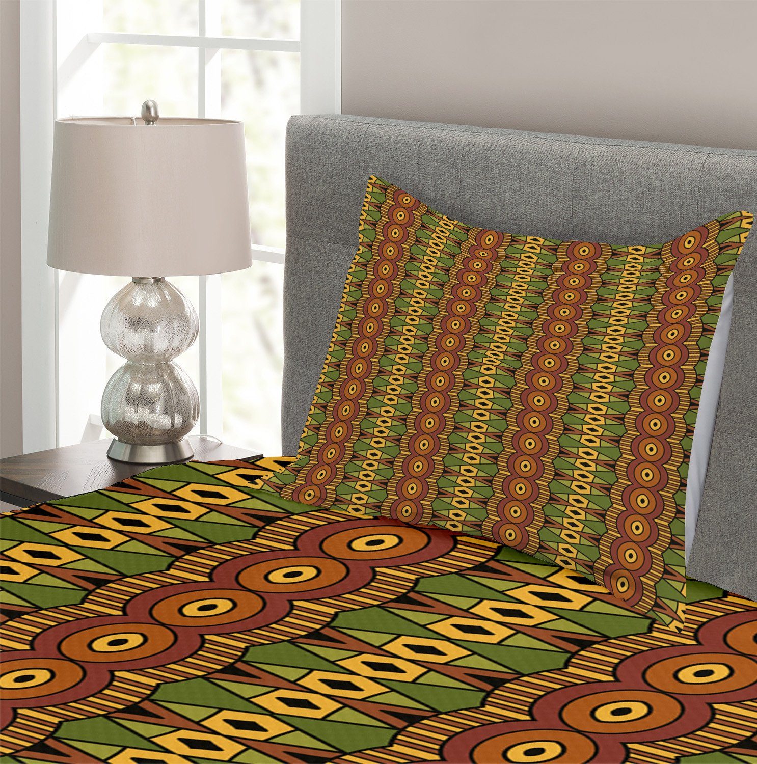 Set Tagesdecke Kissenbezügen abstrakte mit Waschbar, Abakuhaus, Motive afrikanisch