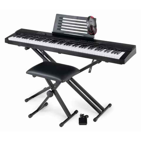 McGrey Home Keyboard SK-88 - 88 Tasten Einsteiger-Keyboard in Stagepiano-Optik, (Super Kit, 5 tlg., inkl. Sustain-Pedal, Keyboardständer, Hocker und Kopfhörer), 146 Sounds, USB to Host Aufnahme-, Split-, Dual- und Twinova-Funktion