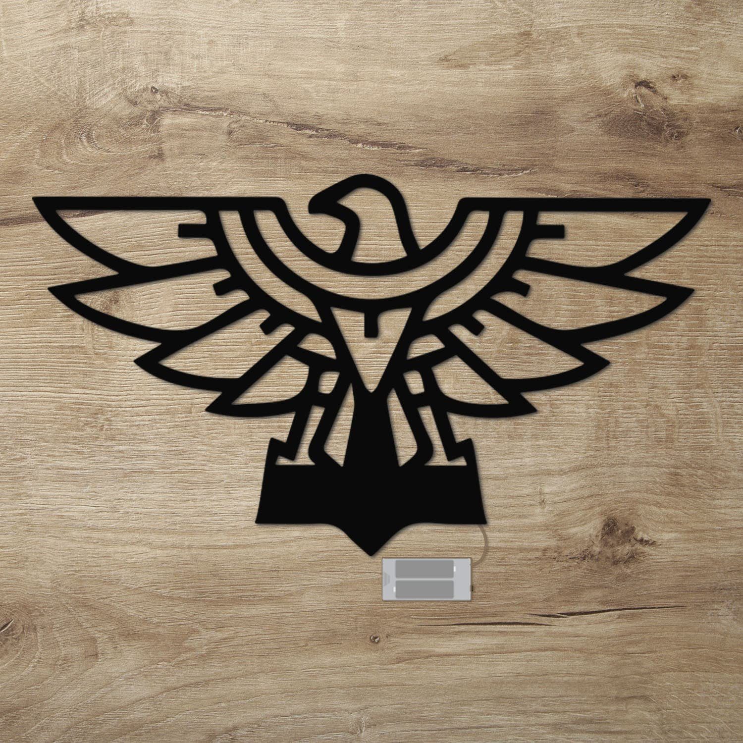 Schwarz Wand Warmweiß fest Vogel Holz LED Dekolicht Namofactur integriert, LED Adler Deko,
