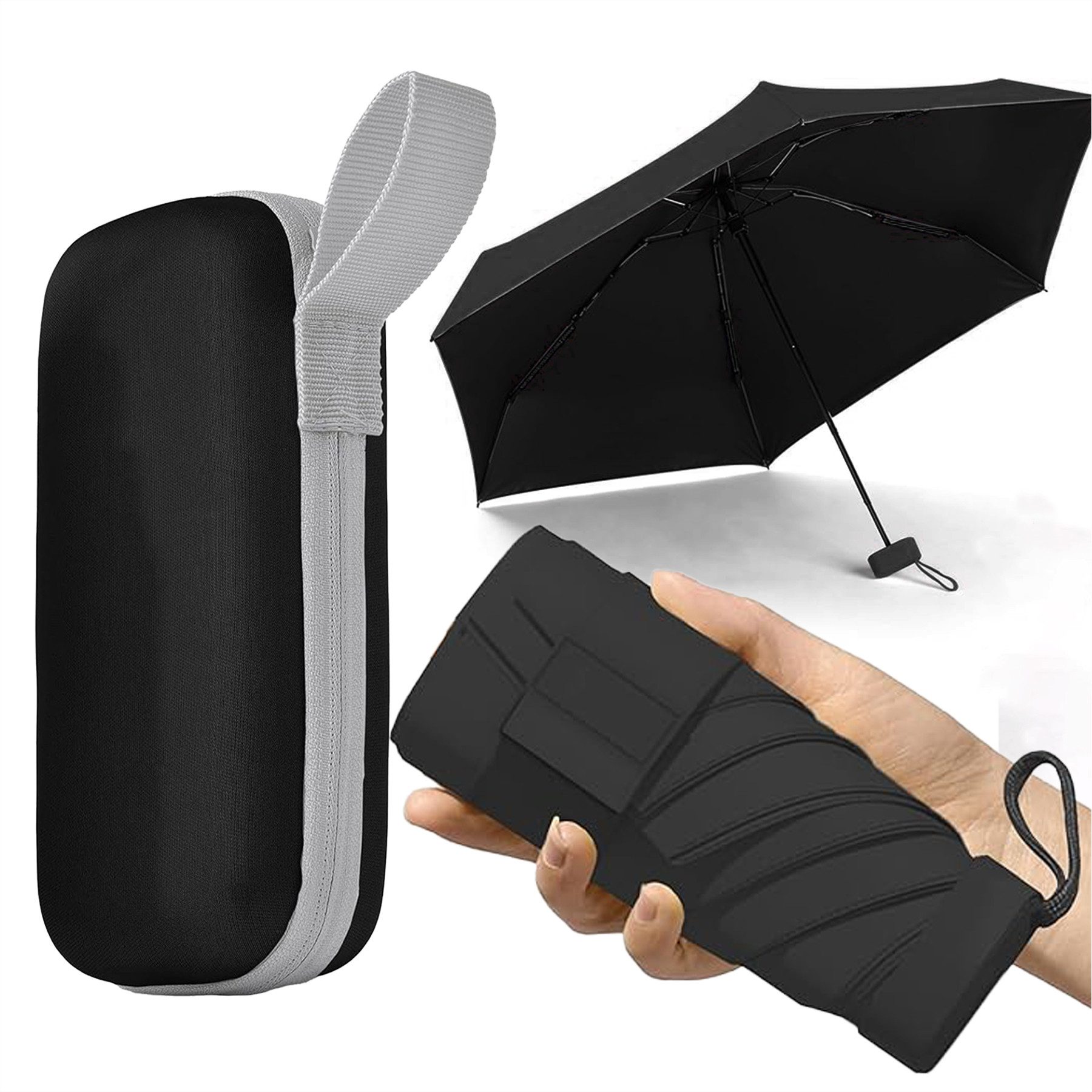 Mutig Taschenregenschirm Regenschirm Reise-Regenschirm,Mini Regenschirm, Kleiner UV-Regenschirm, Winddichter Regenschirm Mit Kapselhülle,Tragbarer Taschenschirm