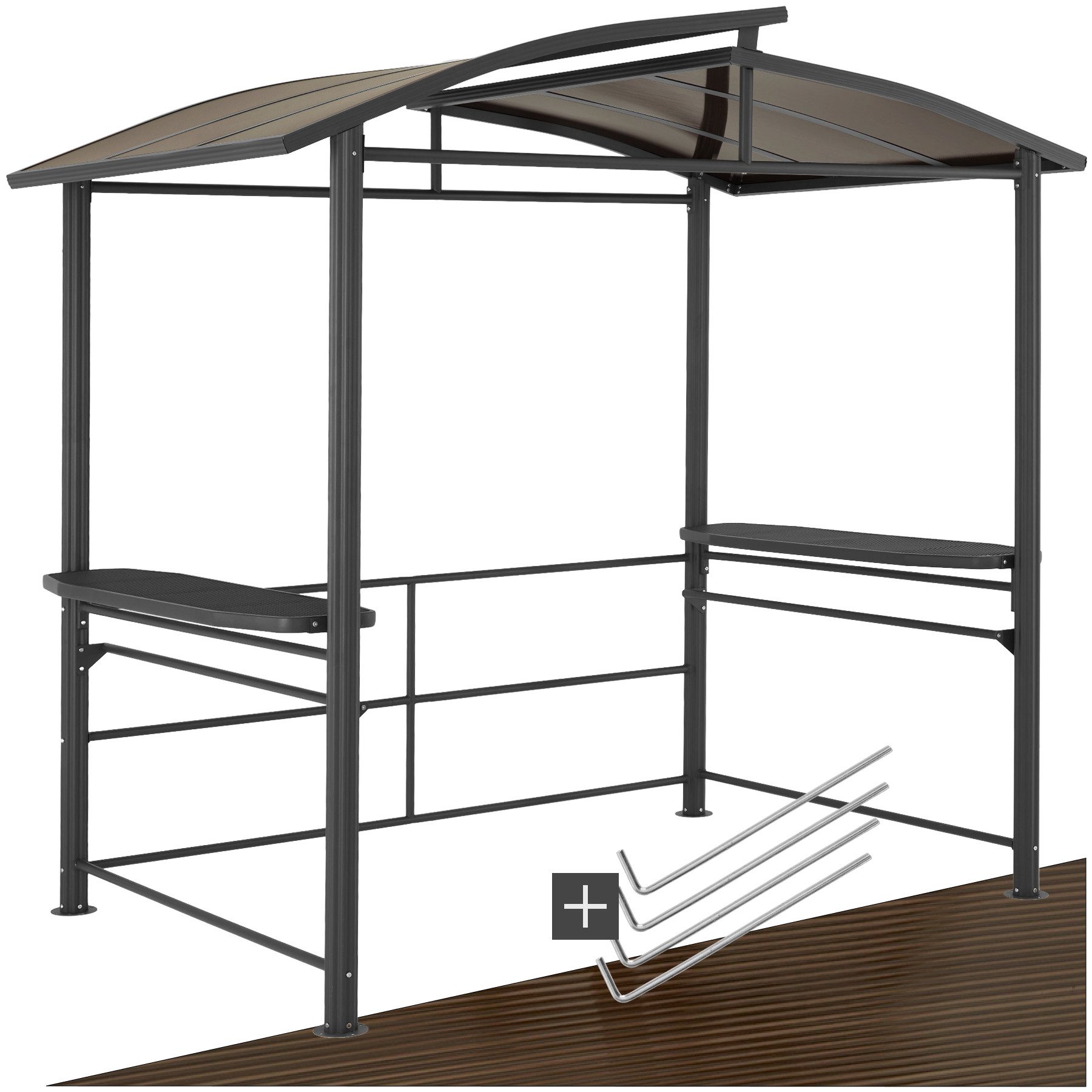 tectake Pavillon Grillpavillon, mit 3 Seitenteilen, (240 x 150 x 234 cm, Ko günstig online kaufen