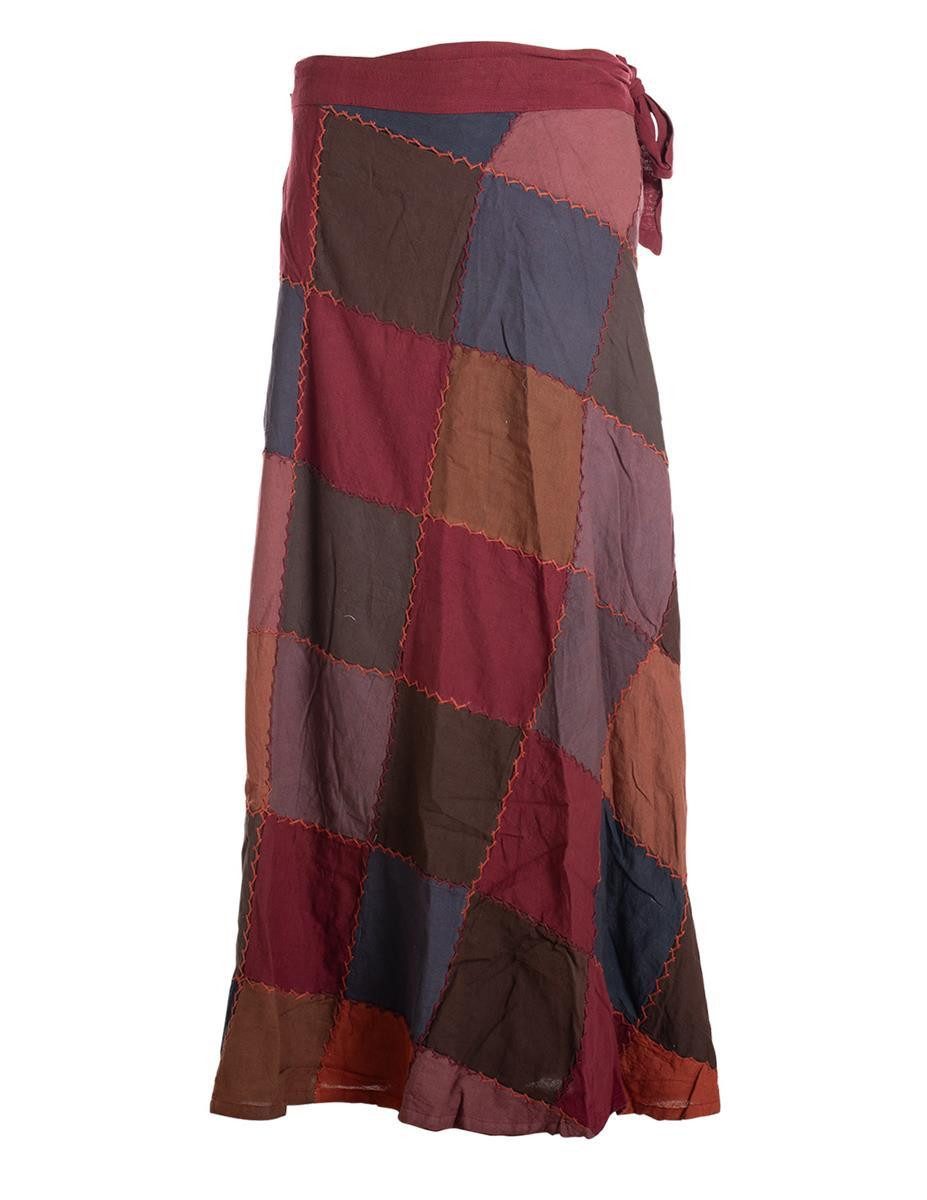 Vishes Wickelrock Langer Patchwork-Rock Wickel-Rock Wickel-Kleid Karos Ethno, Hippie, Boho, Gipsy Style