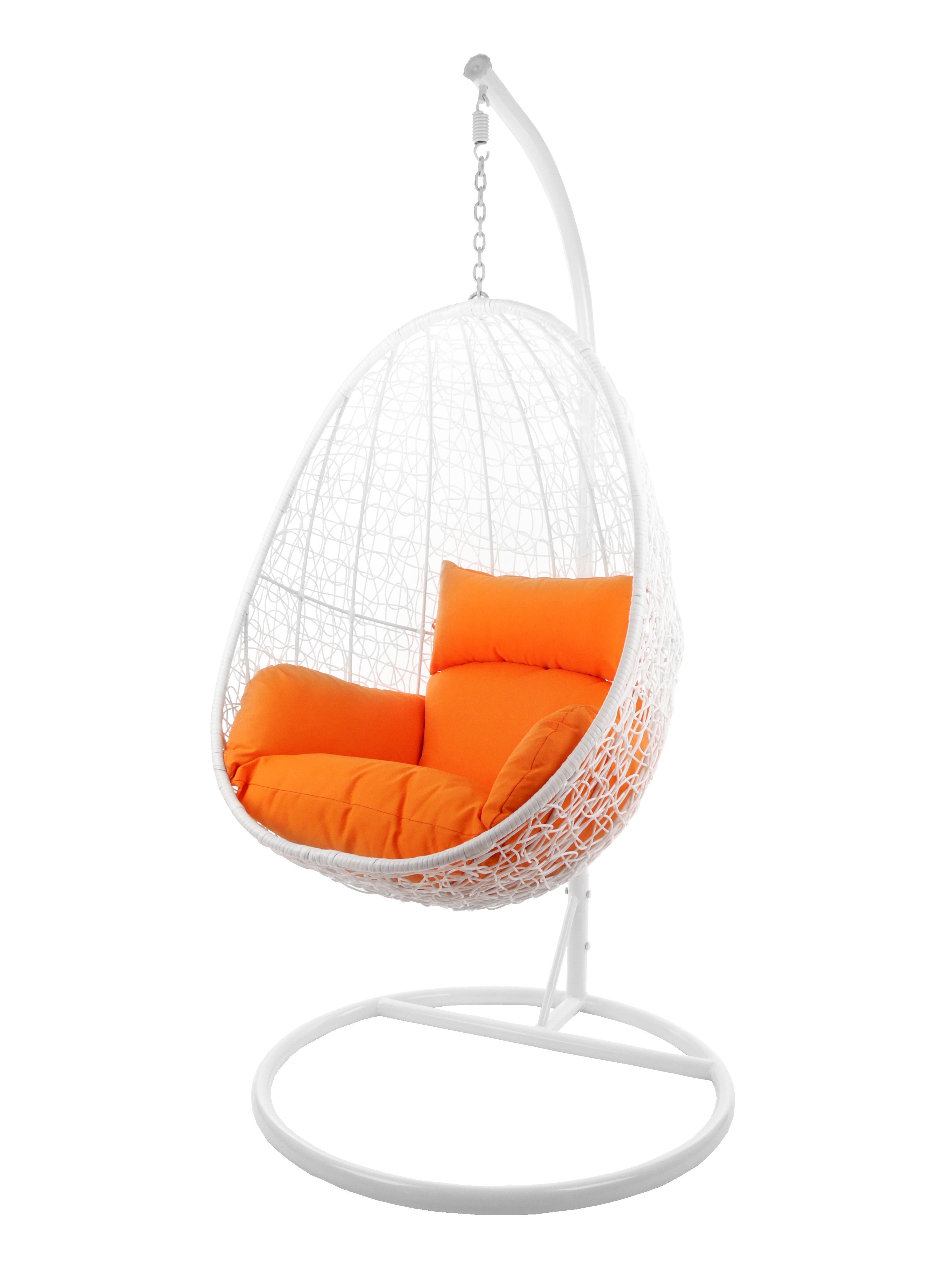 KIDEO Hängesessel Hängesessel CAPDEPERA weiß, Swing Chair mit Gestell und Kissen, Loungesessel, Hängesessel weiß orange (3030 tangerine)