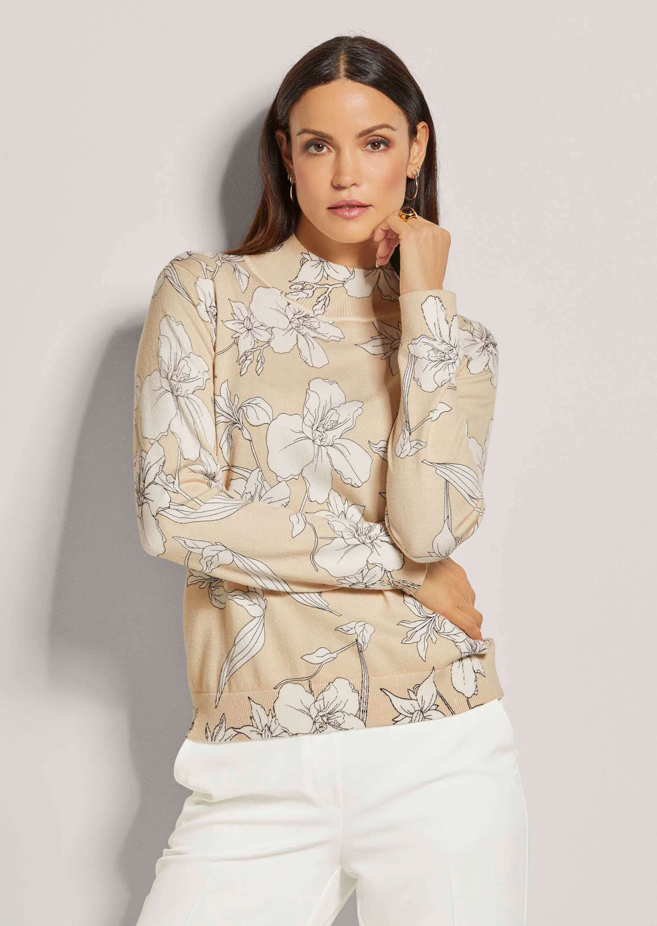 Strickpullover Feinstrick-Pullover mit Unikat-Print