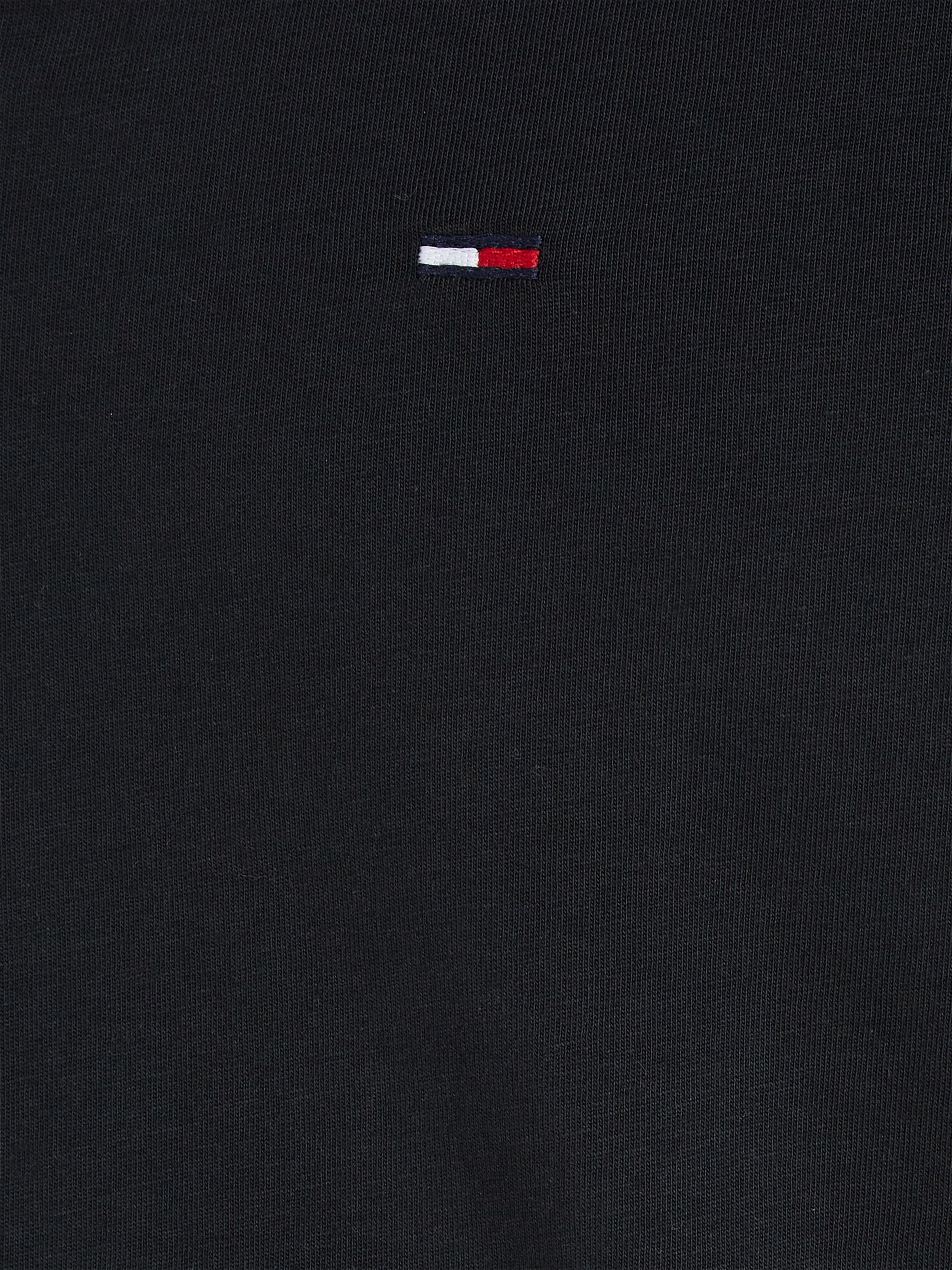 Tommy ORIGINAL mit Jeans TJM TEE dezenter black T-Shirt JERSEY und V-Ausschnitt tommy V 078 NECK Logo-Flag