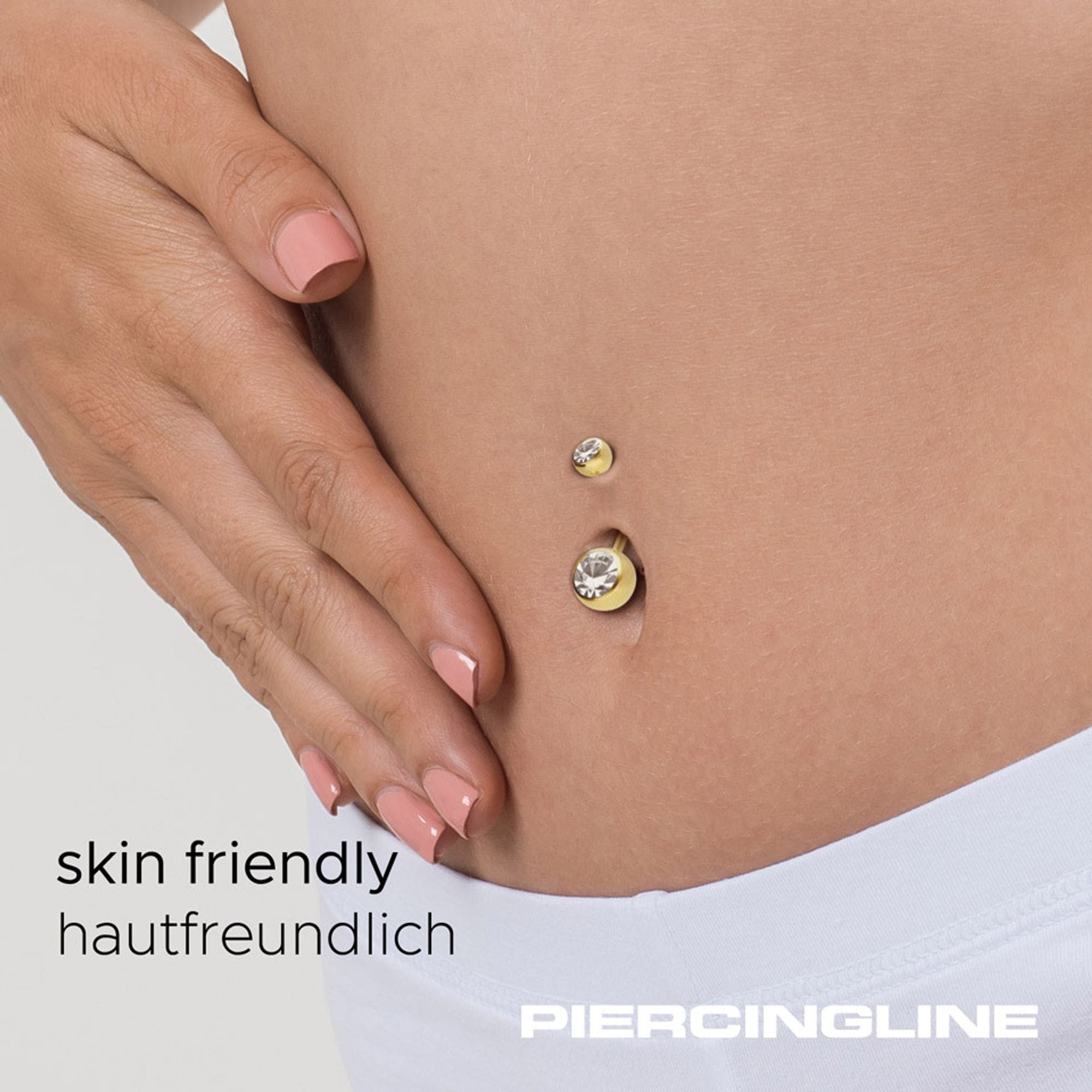 PIERCINGLINE Bauchnabelpiercing Chirurgenstahl Bananabell ZWEI KRISTALLE (Bananabells, 1-tlg)
