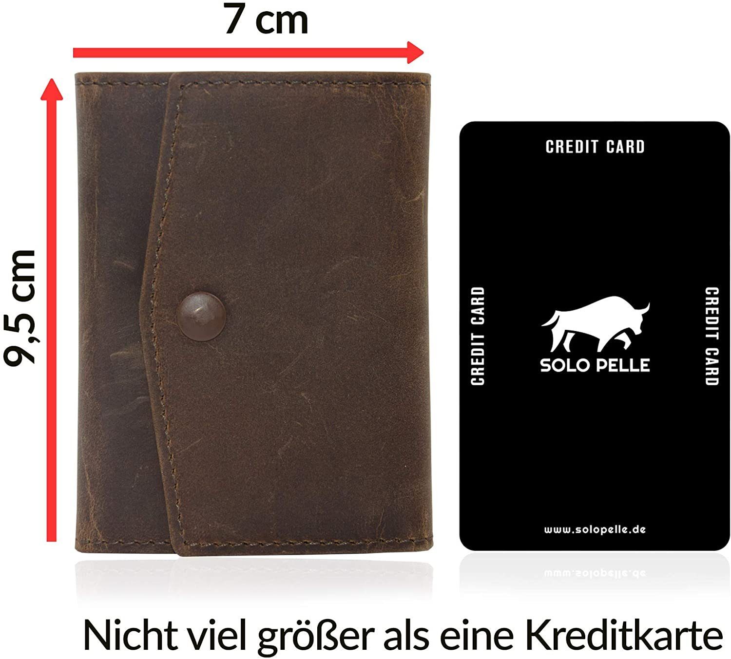 Solo Pelle Geldbörse Slim Wallet mit Münzfach I Geldbeutel mit RFID Schutz I für 12 Karten, RFID Schutz, Echtes Leder, dünne Geldbörse