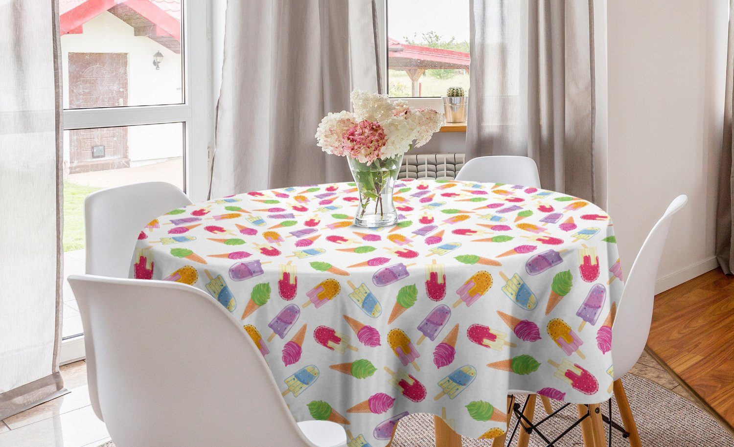 Esszimmer Kreis Leuchtende Tischdecke Abdeckung Eis Dekoration, für Farbe Küche Abakuhaus Tischdecke Cartoon