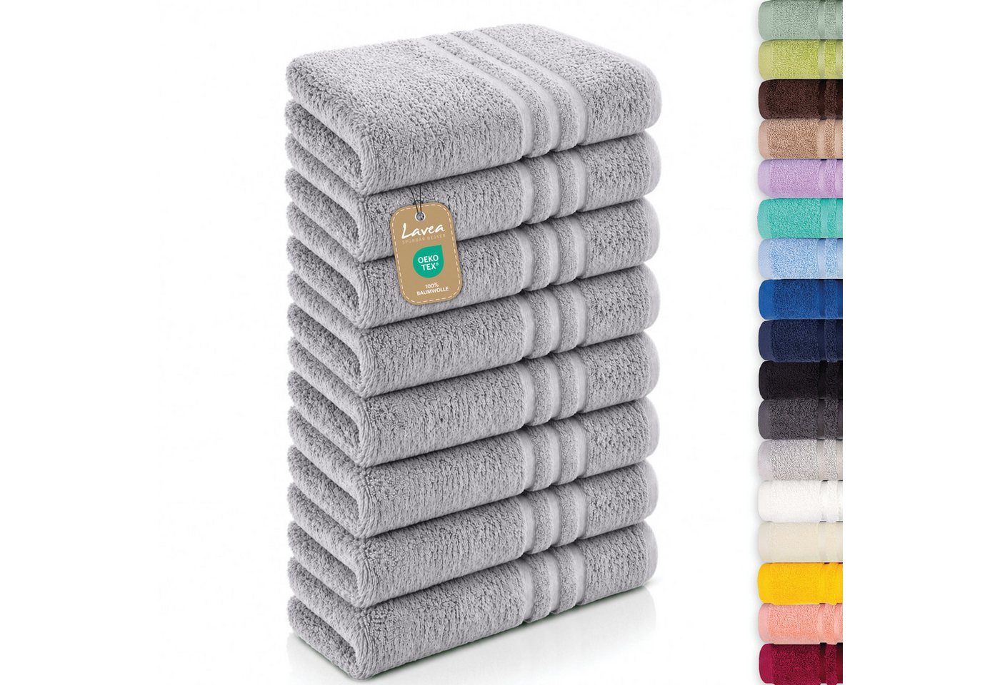 Lavea Handtücher 8er Handtuch Set 50x100 cm, Sporthandtuch, Badetuch, (Frottierserie Elena), Saugstarke & weiche Gästetücher, Handtuch Set