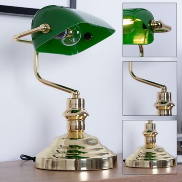 etc-shop LED Tischleuchte, Leuchtmittel nicht inklusive, 2er Set Nostalgie Antik Retro Tisch Lampe Banker Leuchte