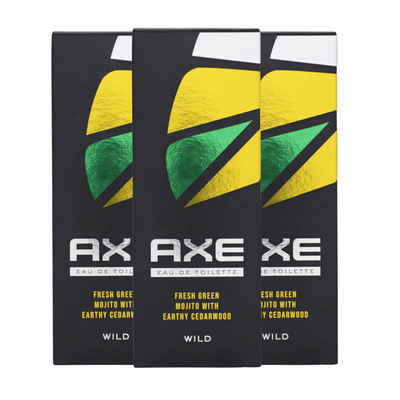 axe Parfümzerstäuber 3x Axe Wild EDT je 100ml für den Frische-Boost mit Green Mojito & Zede