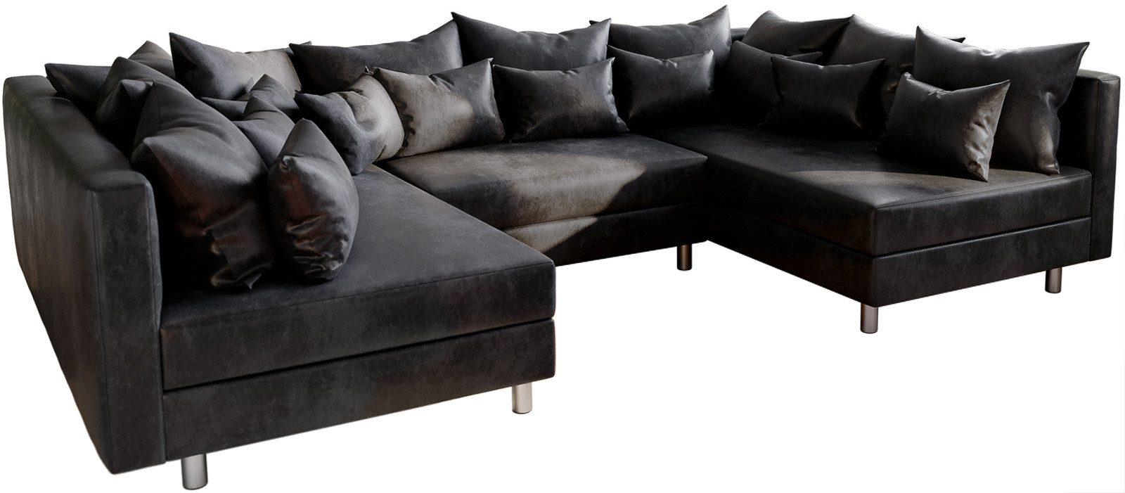 DELIFE Wohnlandschaft Clovis, Anthrazit Antik Optik Wohnlandschaft modulares Sofa
