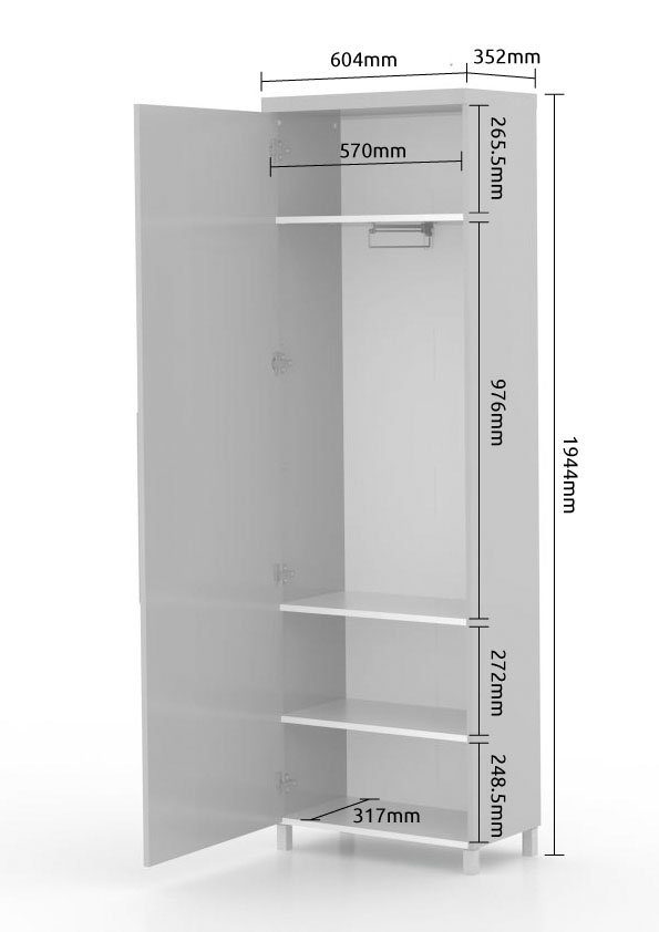 UV Garderobenschrank Places Rio mit lackiert, Style hochwertig of Soft-Close-Funktion