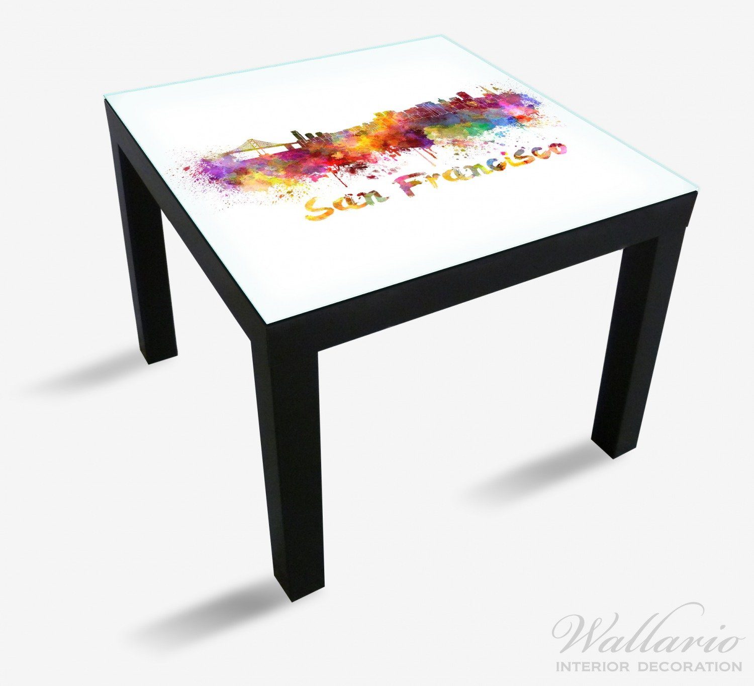 Tischplatte St), Lack Aquarell geeignet San Tisch für - Skyline Francisco Ikea Städte (1 als Wallario von