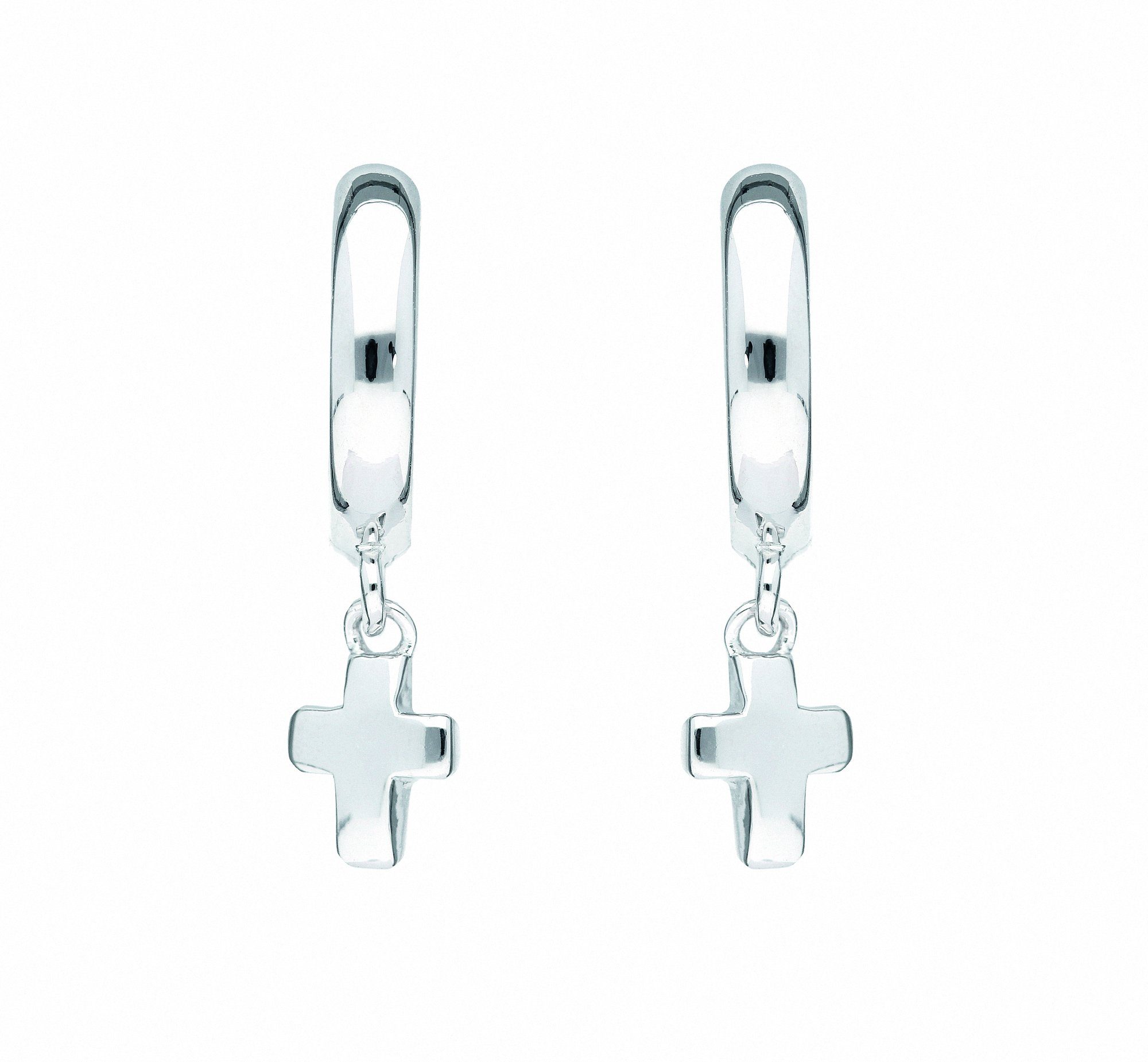 Adelia´s Paar Ohrhänger 1 Paar 925 Silber Ohrringe / Creolen Kreuz Ø 11,7 mm, Silberschmuck für Damen & Herren