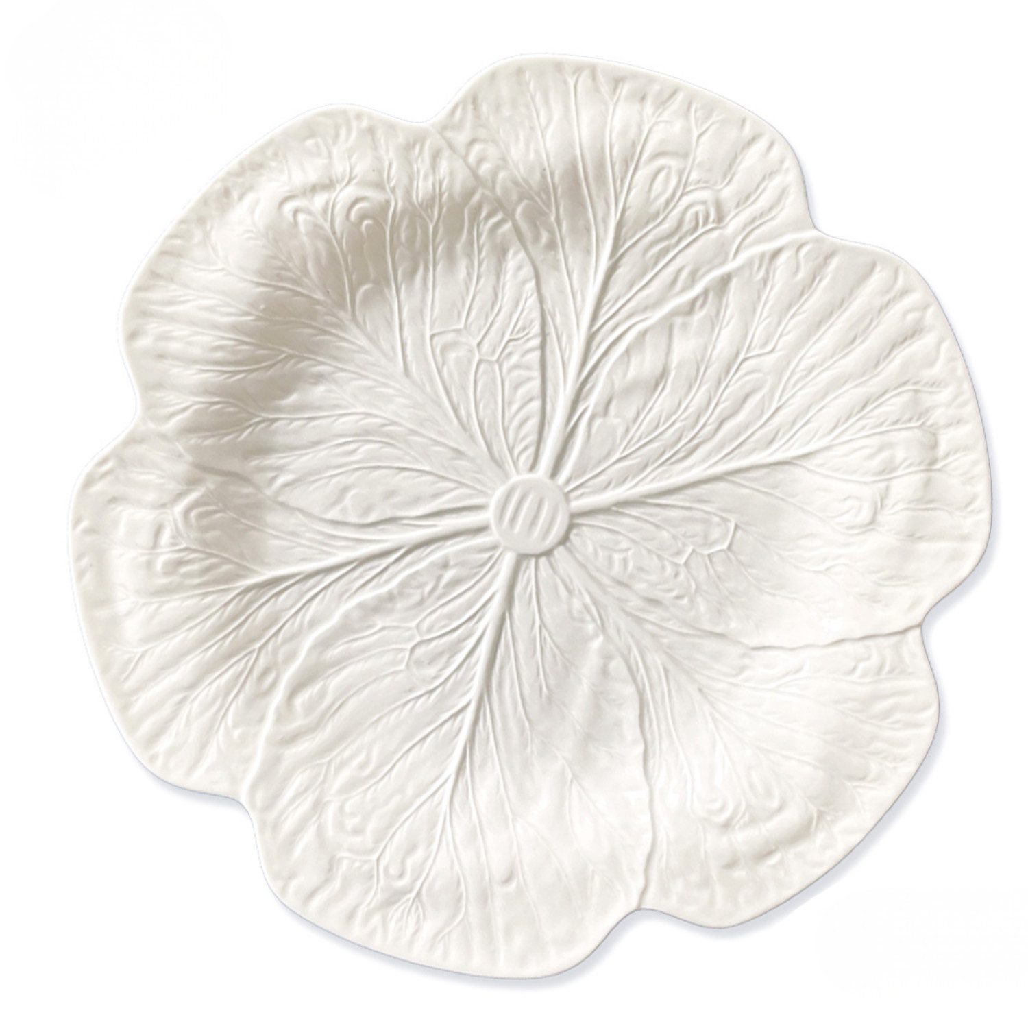 Quality Elegance Teller-Set Luxus Porzellan Tafelset 4-tlg Weiß Blatt Design (4-tlg), 1 Personen, 33cm, 26,8cm, 21,7cm, 16,5cm