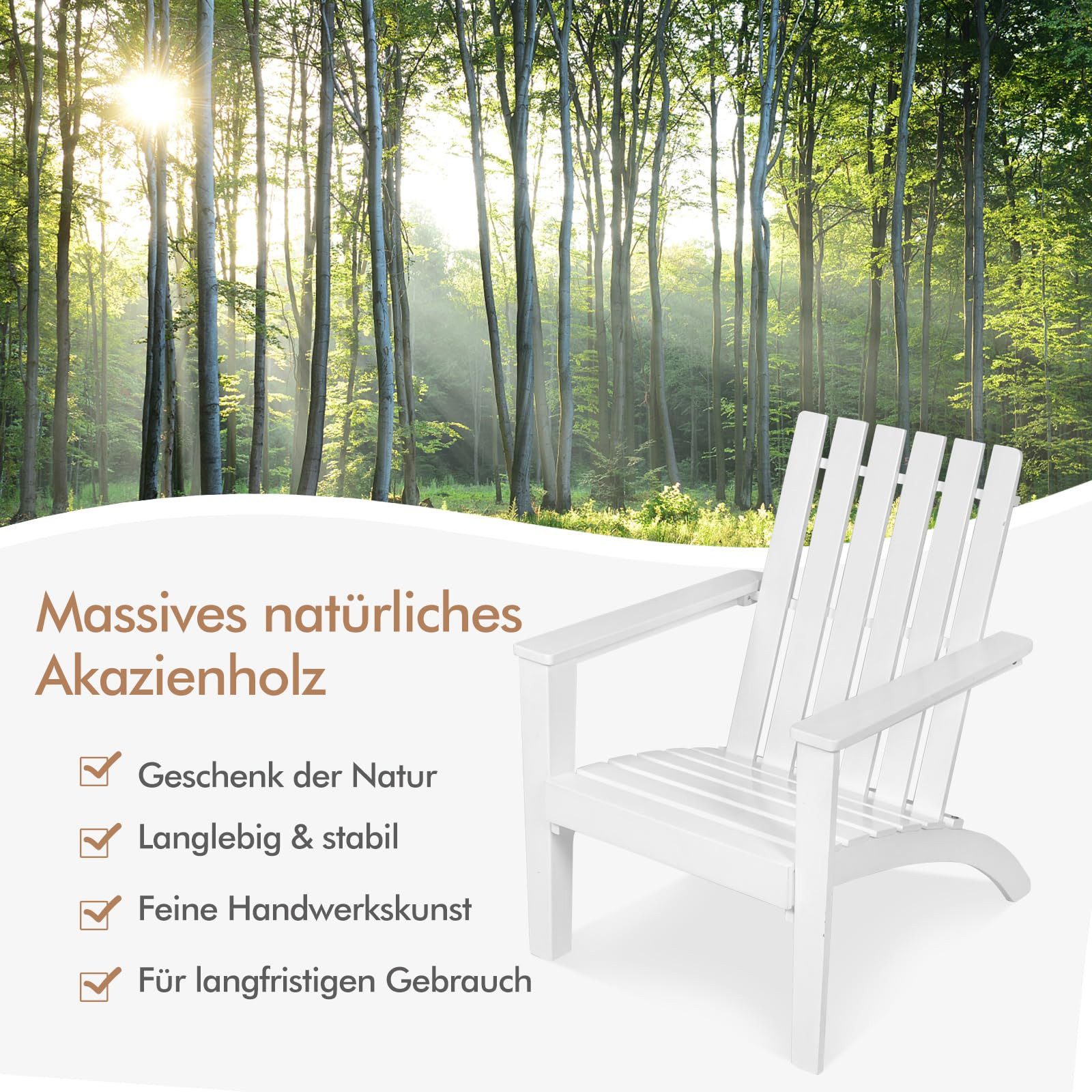 COSTWAY Gartenstuhl Adirondack Stuhl, 68x73x85cm, belastbar günstig online kaufen