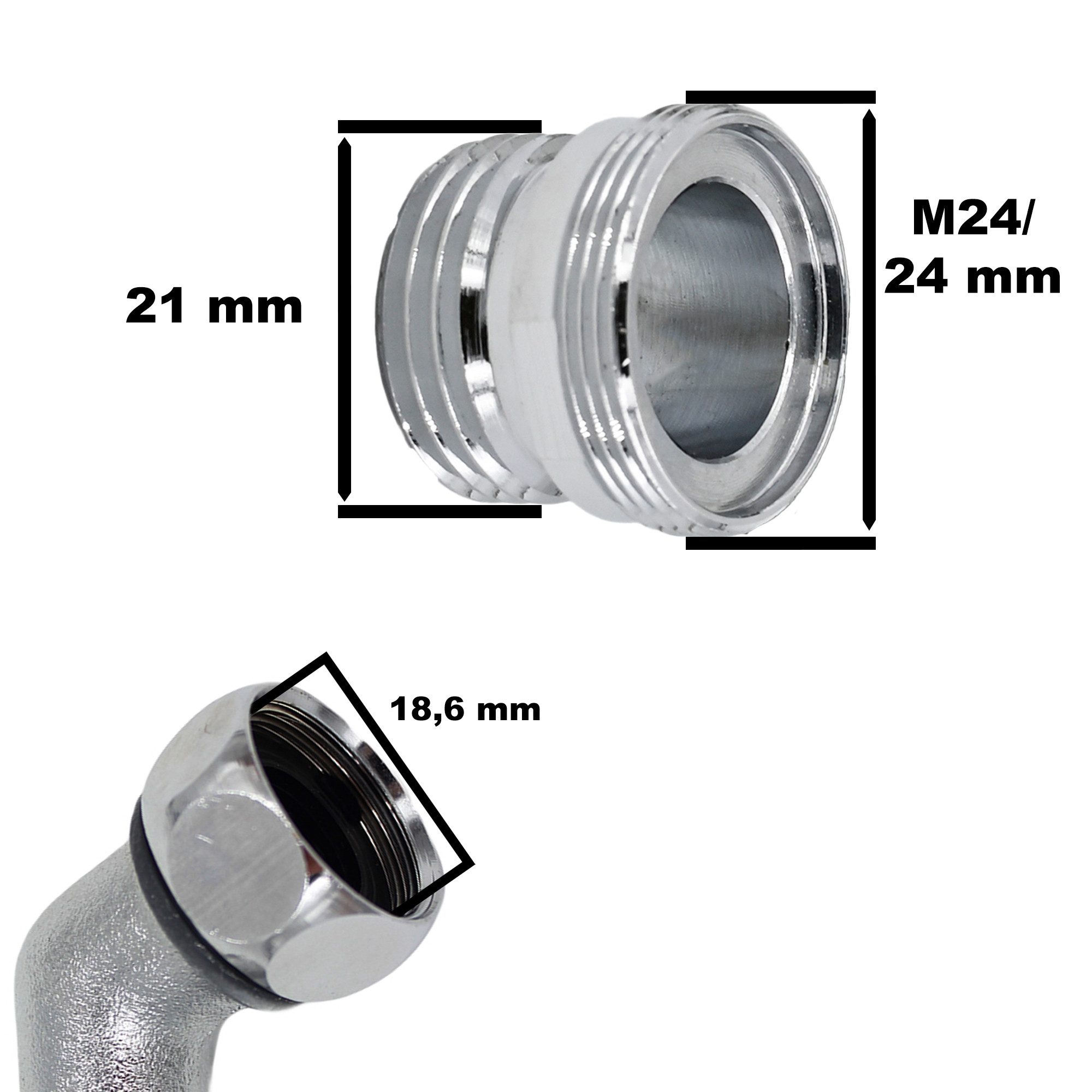 SpiceFlow Anschlussstück SpiceFlow Perlator Wasserhahngewinde M24 AG auf 1/2" AG Hahnanschluss, AG