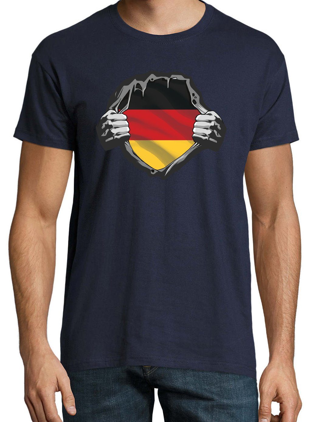 Navy Deutschland mit trendigem Herz Youth T-Shirt Frontprint T-Shirt Designz Herren