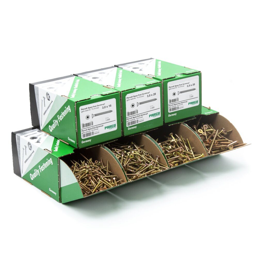 Schrauben- und Dübel-Set Spanplattenschrauben Sortiment Holzschrauben 1400/4900 Stück