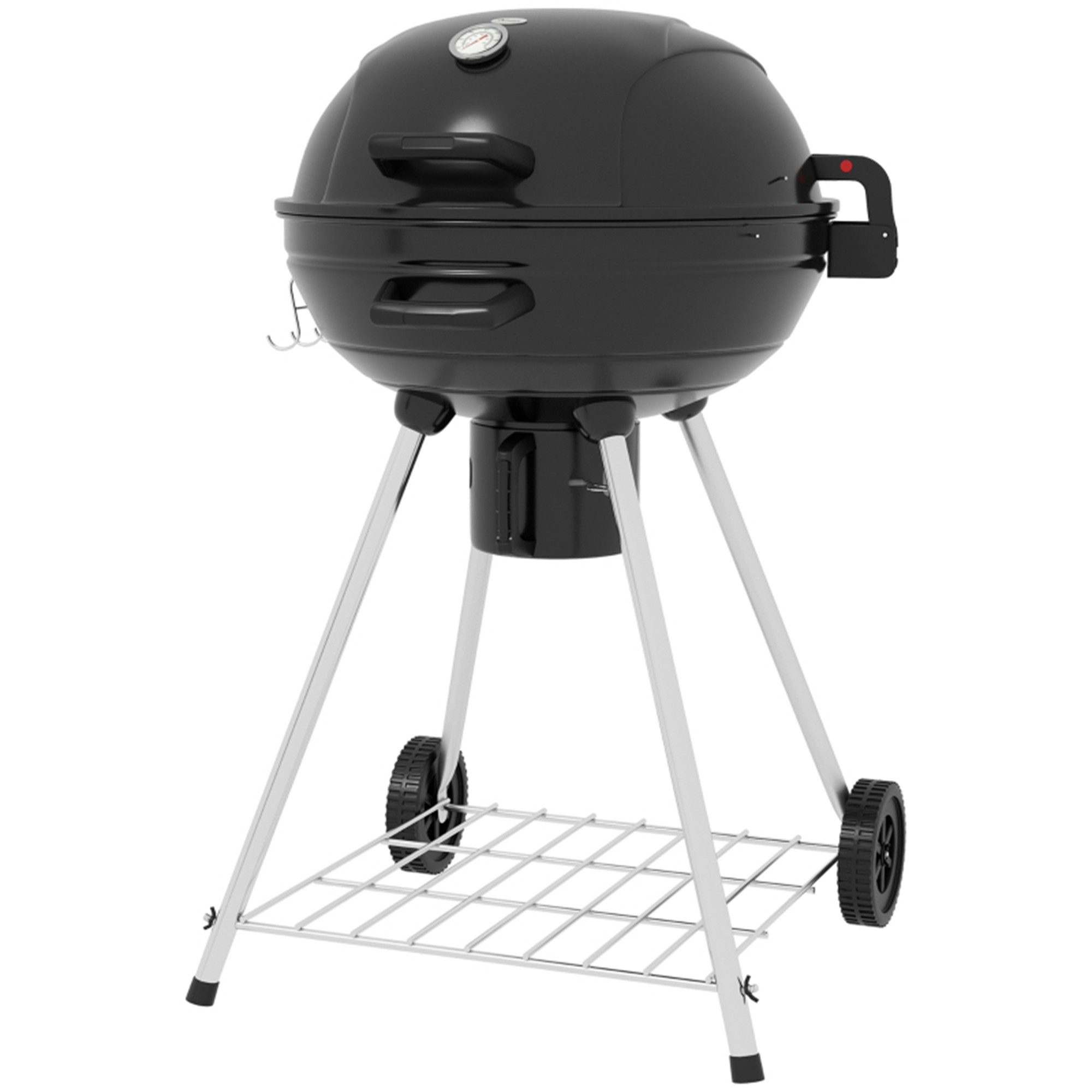 MC Star Holzkohlegrill BBQ Campinggrill mit Grillrost, Rädern, Ablage, Aschefänger, Aschefänger & integriertem Thermometer aus Metall