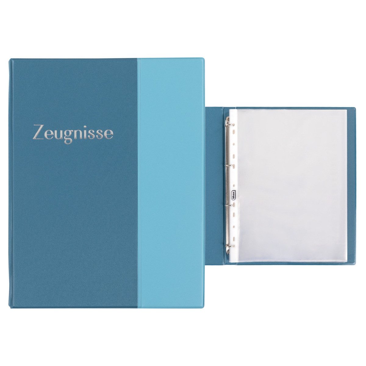 Idena Buchbindemappe Idena Zeugnismappe Ringbuch mit 10 Klarsichthüllen 100µ pastell blau, DIN A4, (