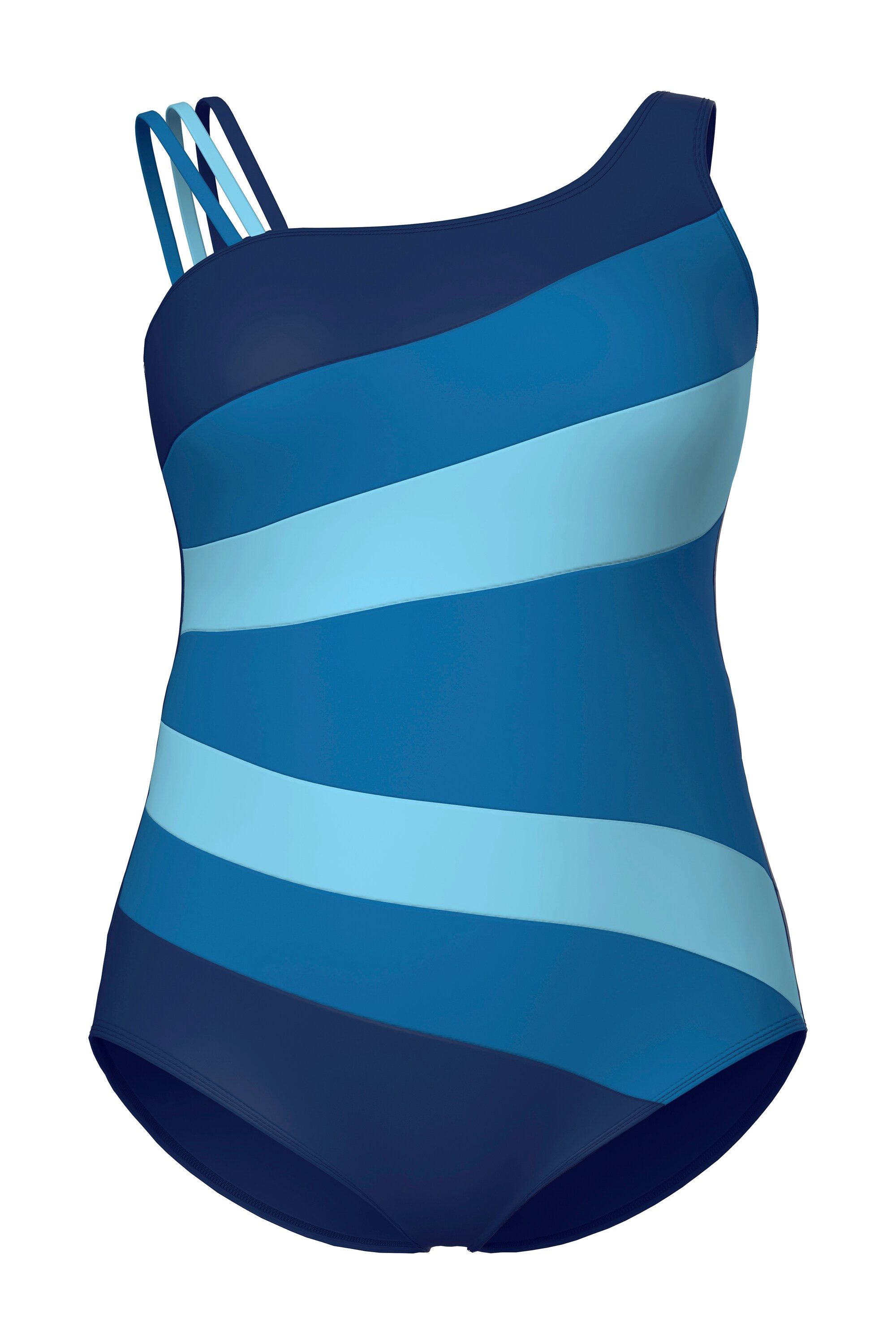 Ulla Popken Badeanzug Badeanzug Colorblocking Softcups Rundhals recycelt