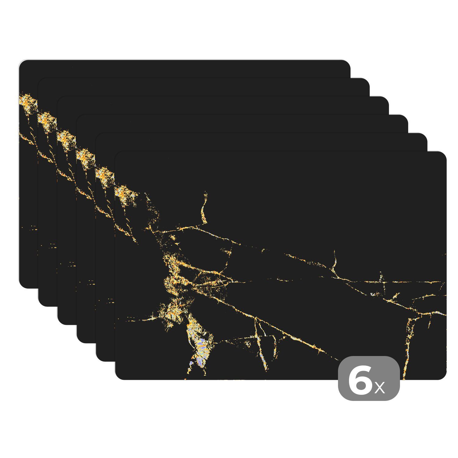 MuchoWow Platzset Marmor - Schwarz - Gold - Luxus, (6-St), Platzsets, Tisch günstig online kaufen