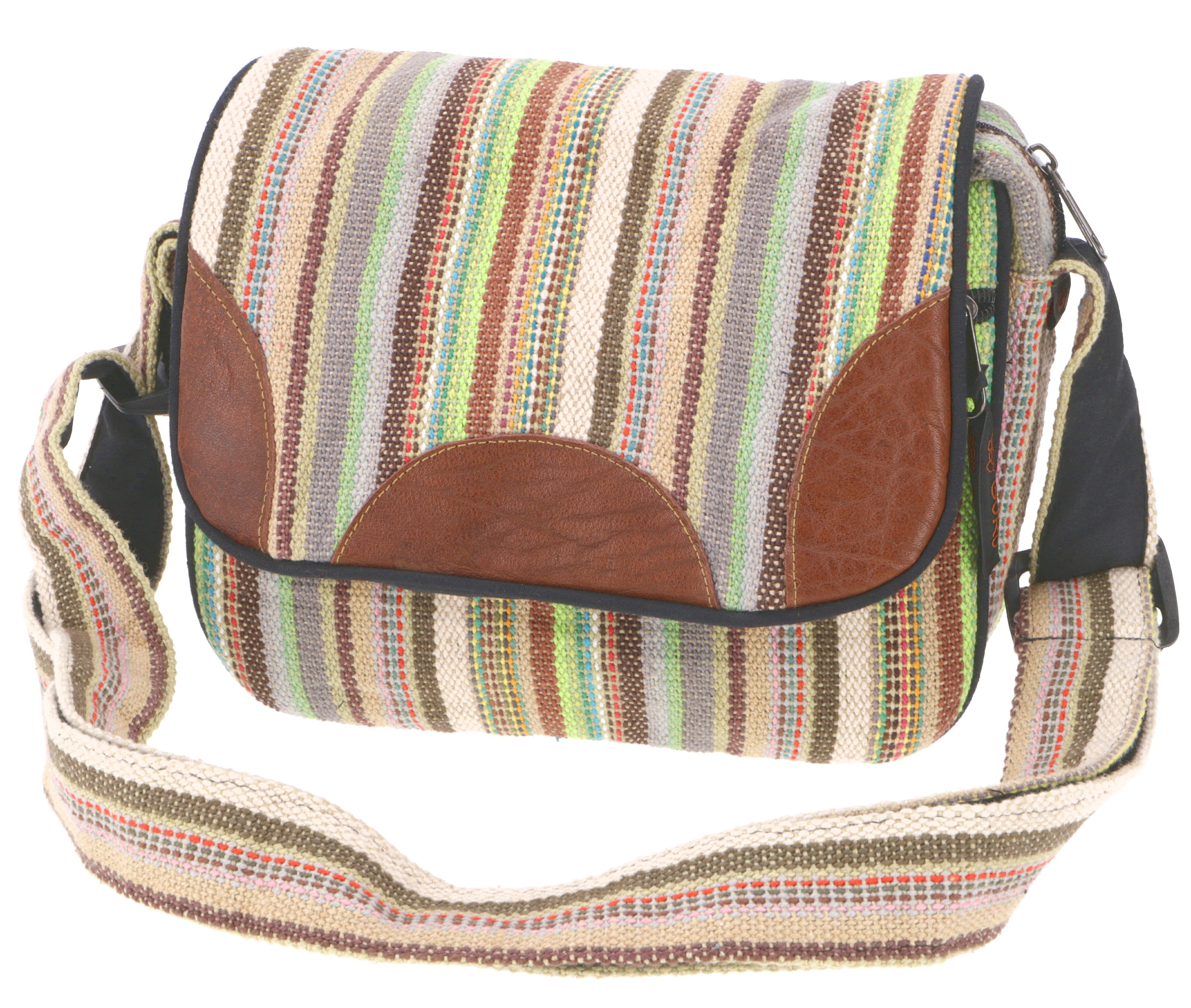 GURU SHOP Ethno Schultertasche 'Tree Of Life' – Petrol, 20x20x15 Cm, Aus Stonewash Canvas