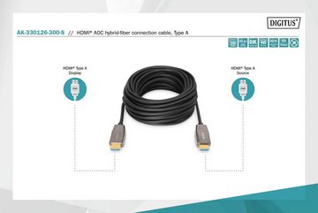 Digitus HDMI® AOC Hybrid Glasfaserkabel, UHD 8K SAT-Kabel, HDMI Typ A (3000 cm)