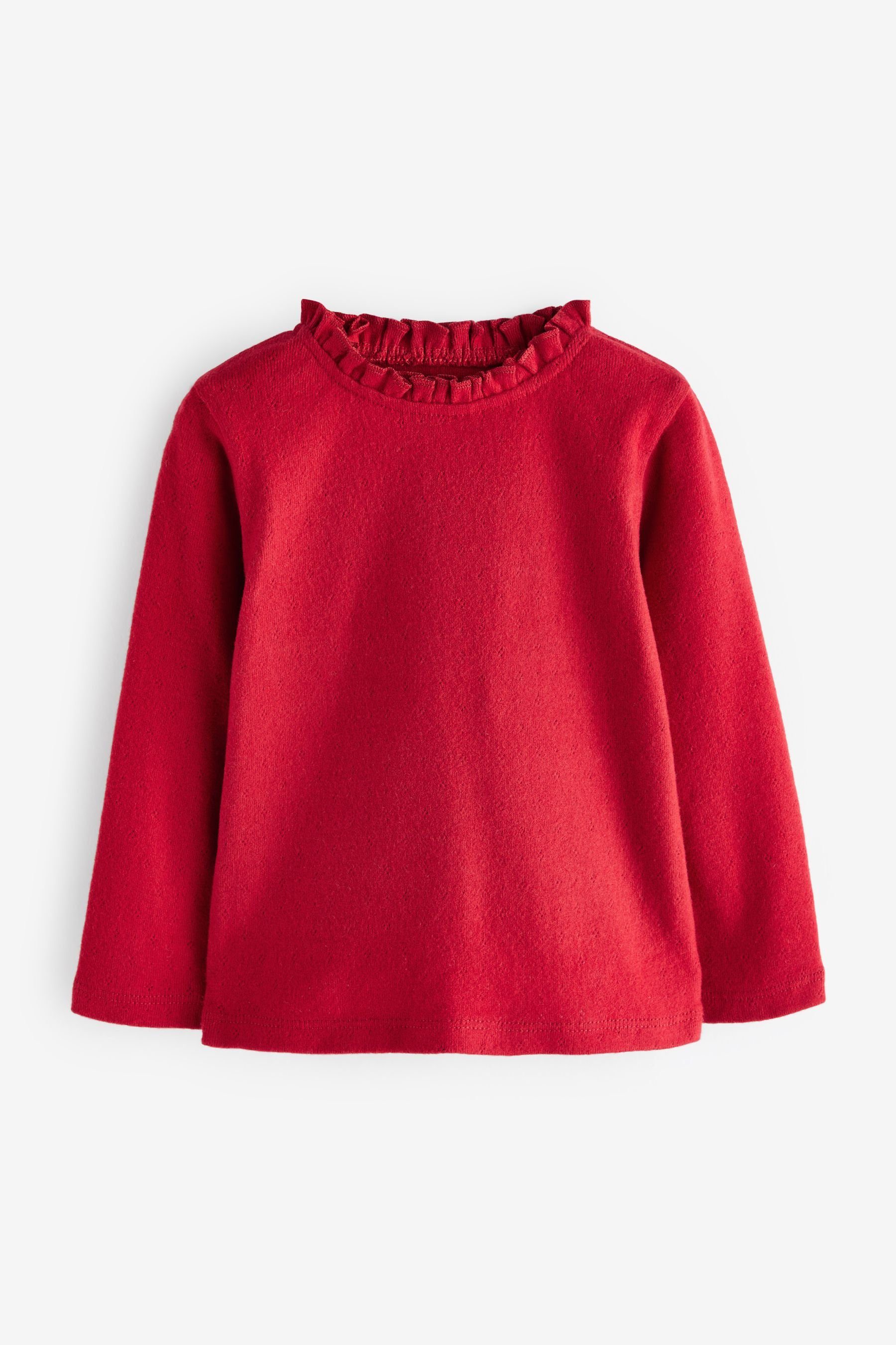 Next Langarmshirt Angerautes Pointelle-Oberteil (1-tlg)