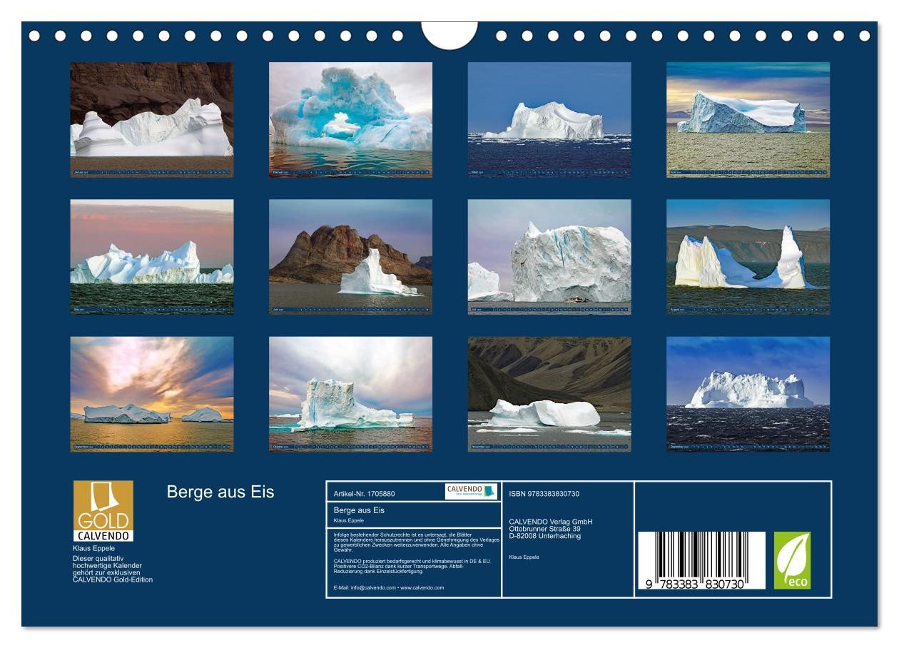 Thumbnail - CALVENDO Wandkalender Berge aus Eis (Wandkalender 2025 DIN A4 quer), CALVENDO Monatskalender