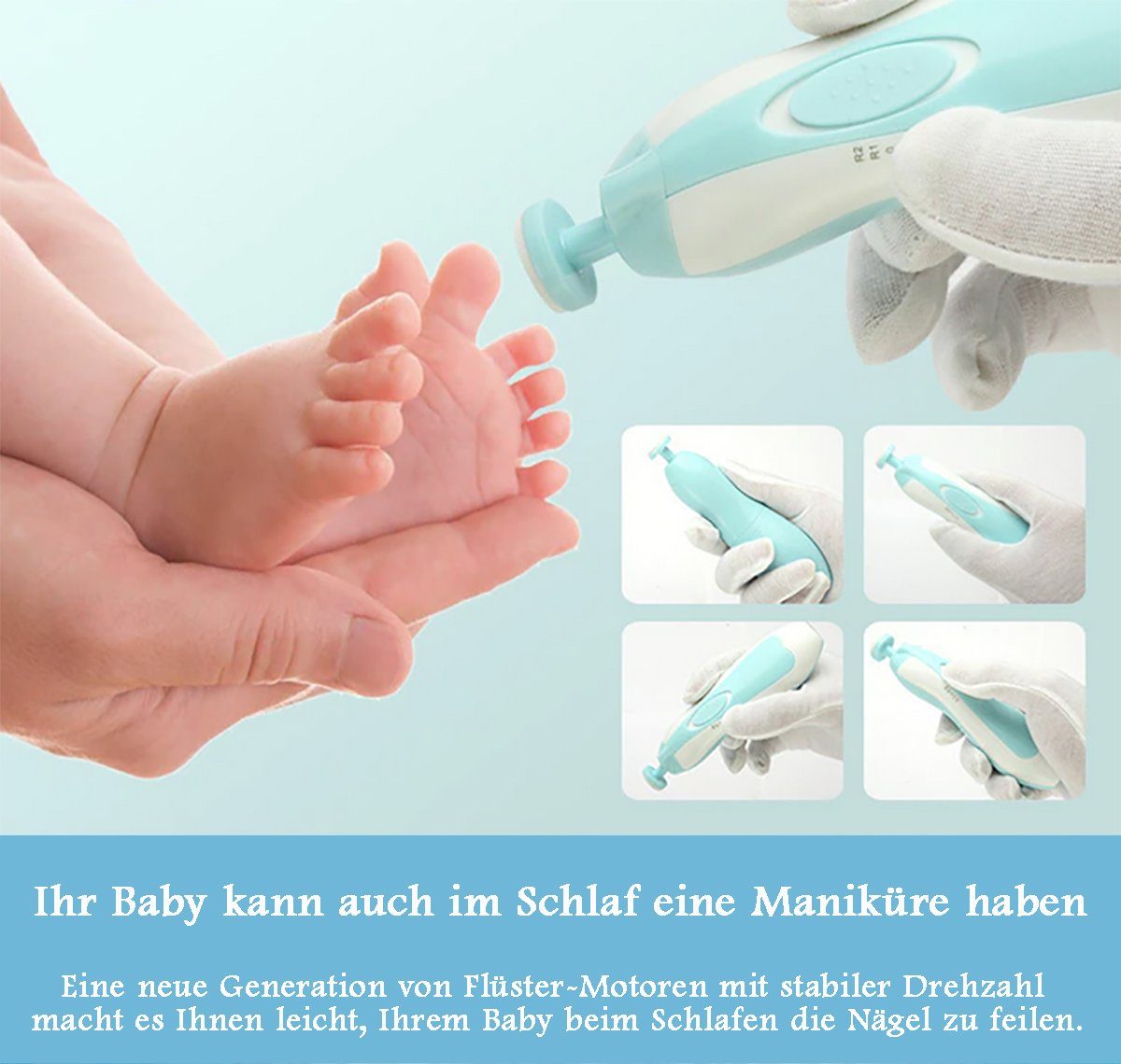 Baby Baby-Nagelschneider, Säuglinge mit Rosa Sicherer Elektrische tlg., Nagelfeile Elektrisch 1 Kleinkinder Babypflege-Set und TPFBeauty Pediküreset Akku für -