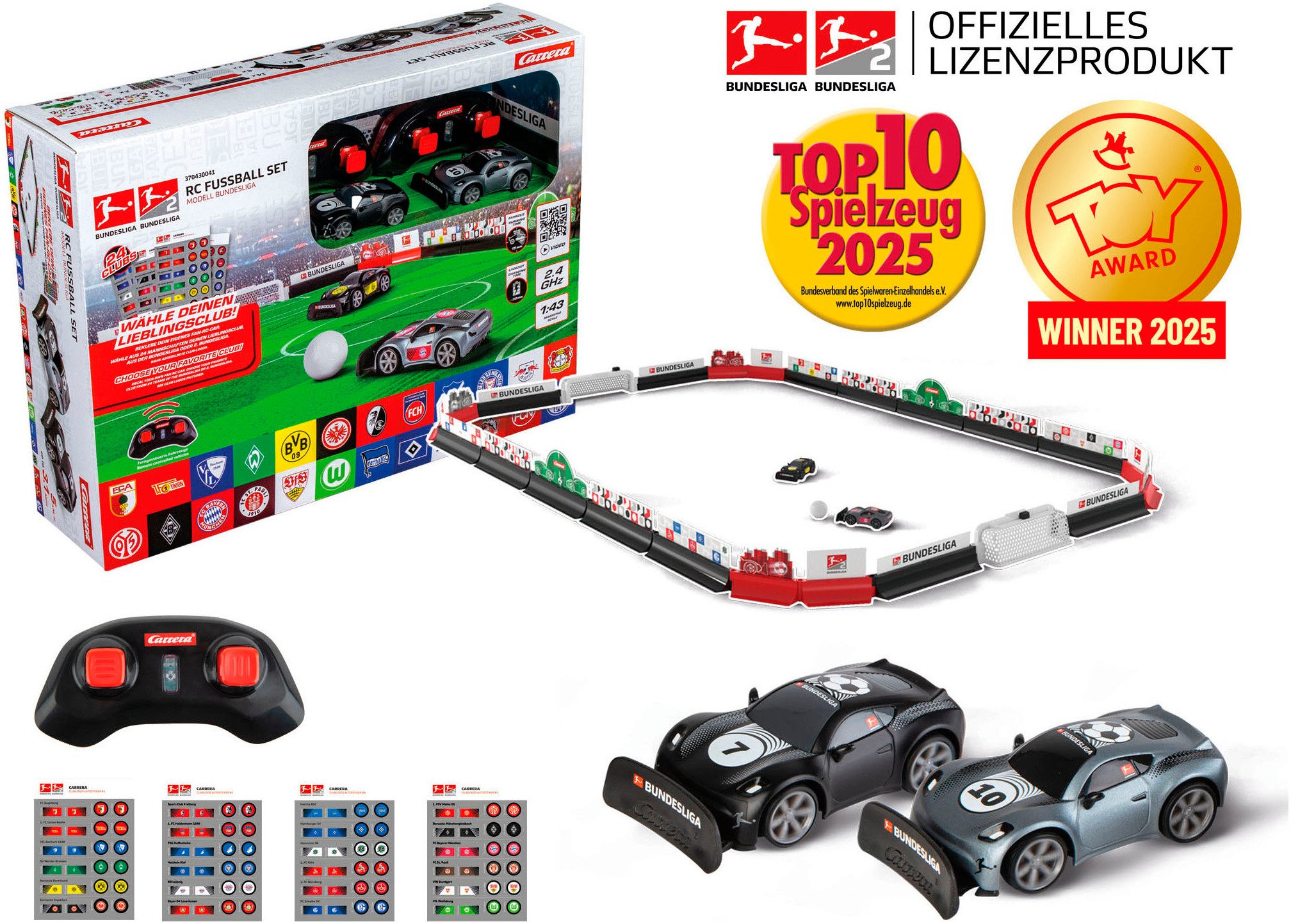 Carrera® RC-Auto Carrera® RC Fußball Set Bundesliga, inkl. Sticker von 24 Clubs