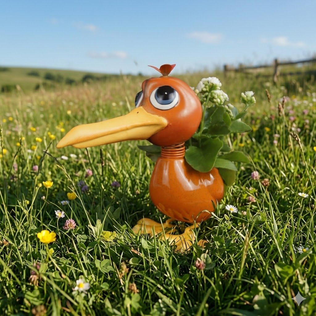 Holzwurm GmbH Pflanzkübel Pflanzgefäß Vogel, Pflanzkübel Vogel, mit Wackelkopf
