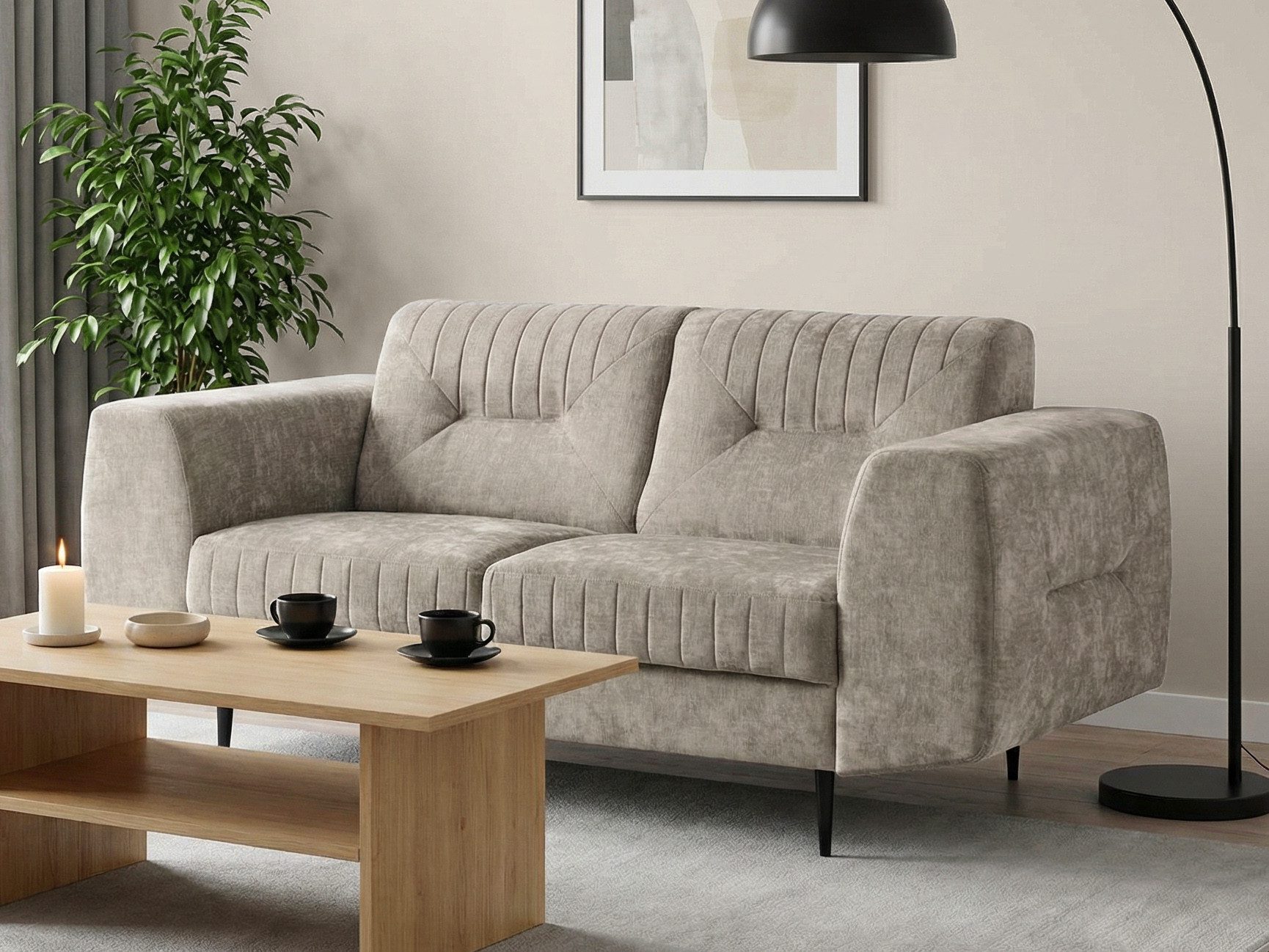 Beautysofa 2-Sitzer VENEZIA modernes Wohnzimmer Sofa, viele modische Farben zur Auswahl, Design Couch mit Metallbeinen