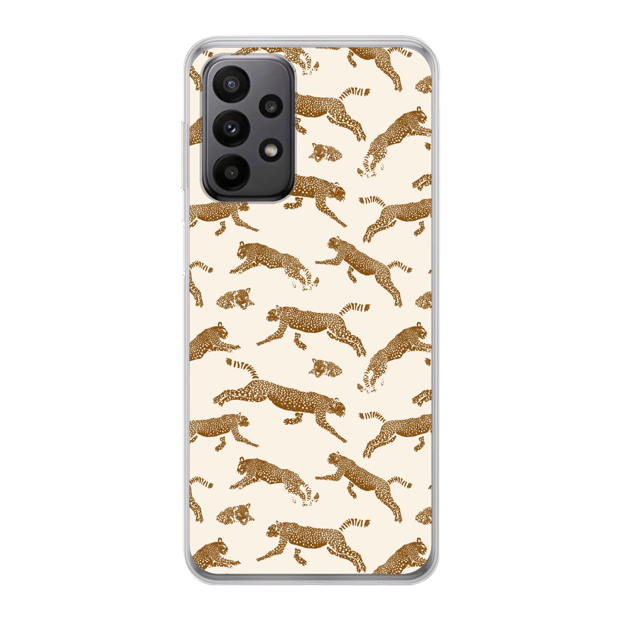 MuchoWow Handyhülle für Samsung Galaxy A23 5G Panther - Tiere - Beige - Braun - Muster, Smartphone-Bumper, Print, Handy Schutzhülle Dünn