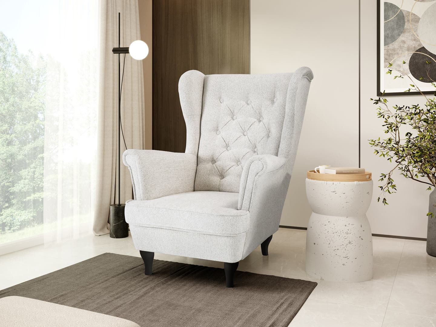 Beautysofa Ohrensessel Sessel FALCO Chesterfield Wohnzimmersessel Fernsehsessel