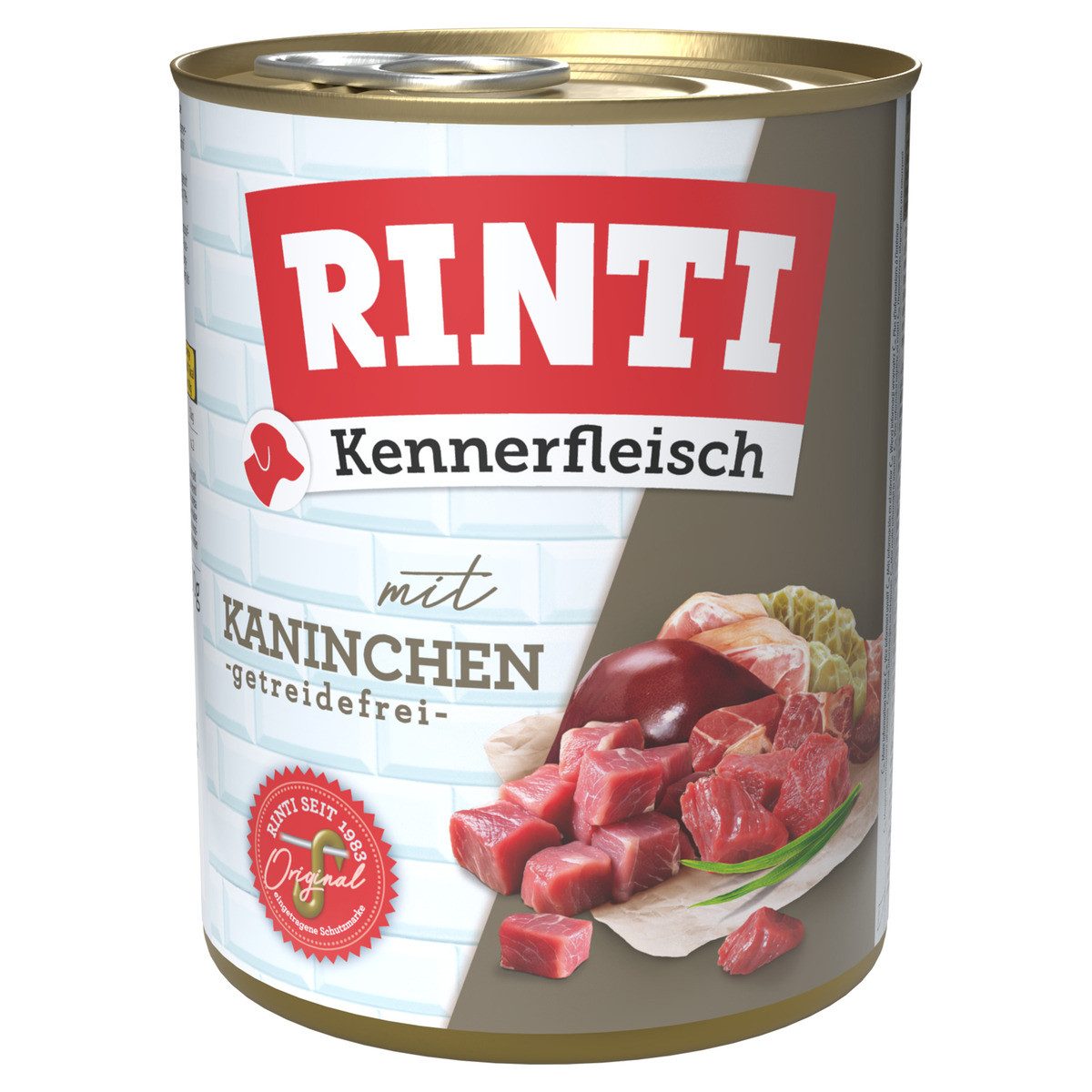 Rinti Kennerfleisch Kaninchen 800 g - 12 Stück, für: Hund
