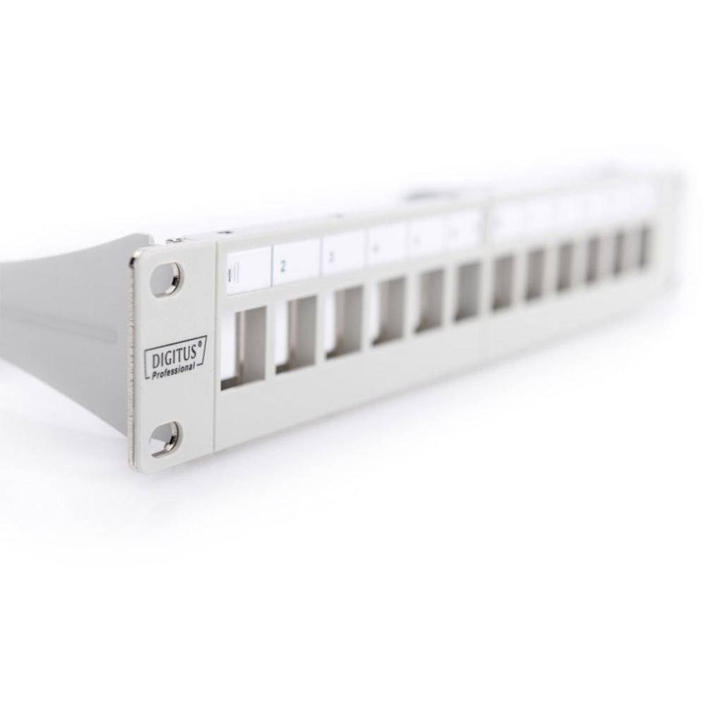 Digitus Netzwerkschrank Modular Patch Panel, 10″, 12-Port, geschirmt, 1HE, Rack DN-91419